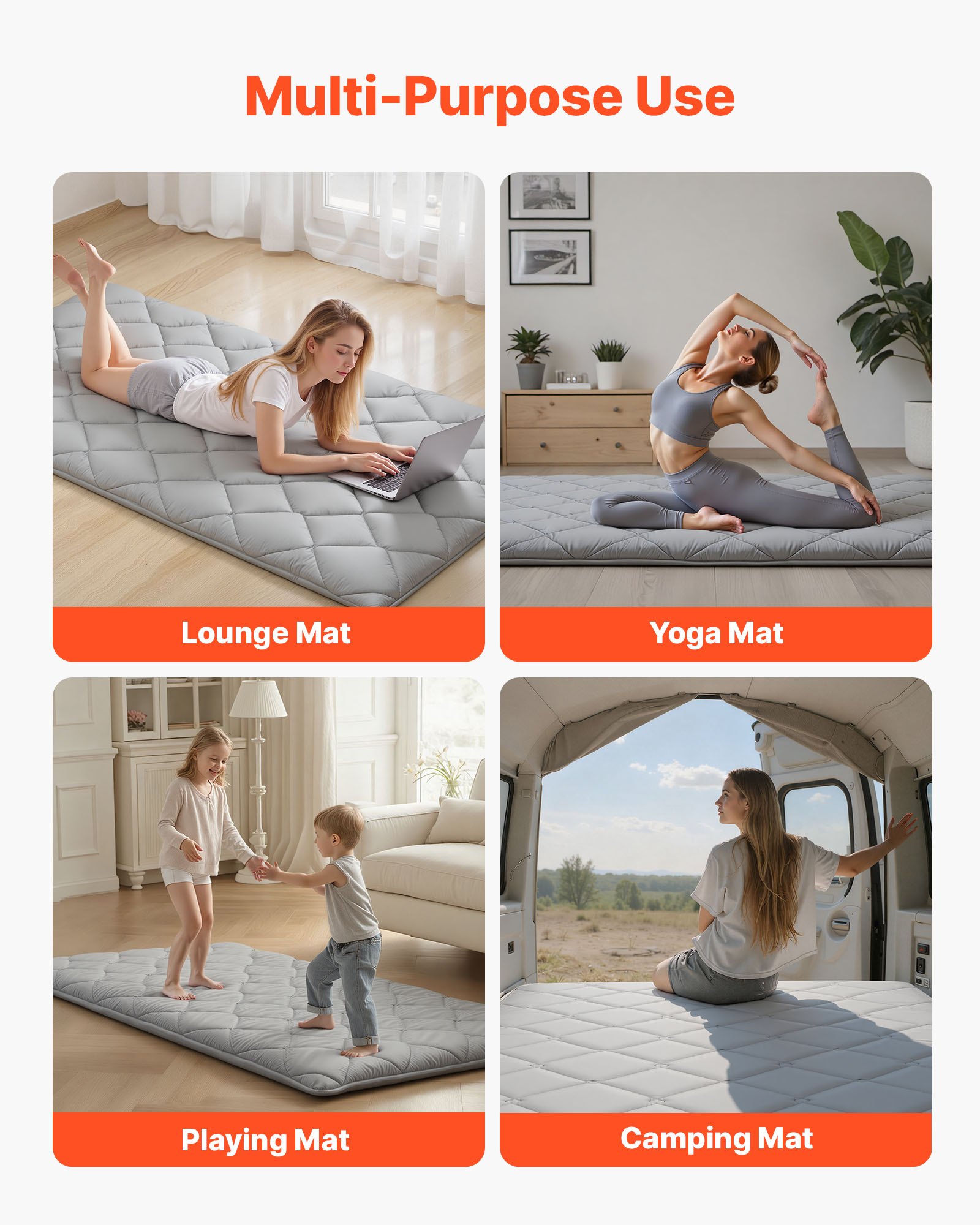 Japanese Tatami Mat, Twin Size Foldable Japanese Tatami Mattress, Futon Mattress With Storage Bag & Fastener, 9-Layer Floor Mat For Sleeping, Dormitory, Meditation, Yoga, 80 X 39 X 3.5 In, Gray
