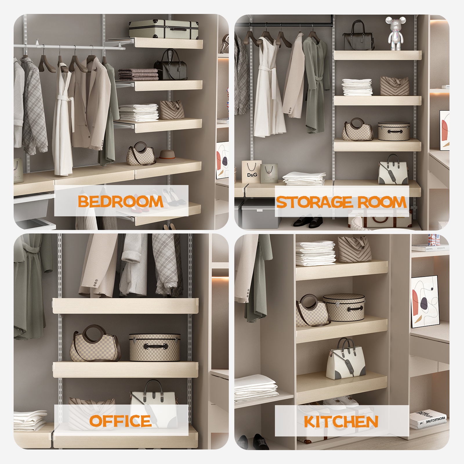 OAK Color  5 Pcs Wire Shelf Covers Foamed PVC Wire Rack Covers For Removable Closet Not Wood Pantry Shelves For Cabinet Bathroom Kitchen Shelving Decoration