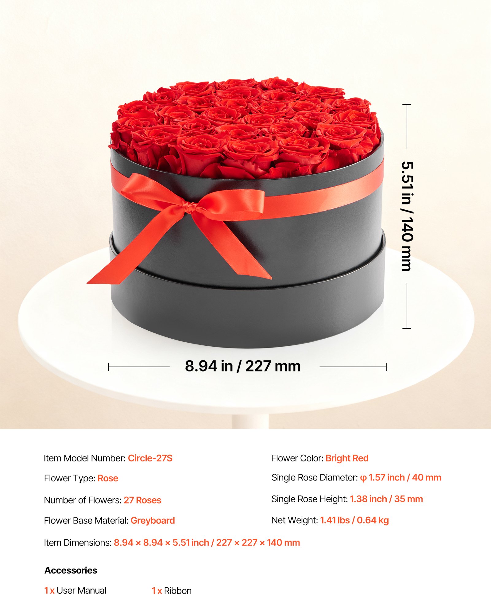 Forever Flowers, 27 Preserved Roses In A Box, Eternal Flowers Immortal Bouquet Birthday Present For Delivery Prime Women Her Wife Mothers, Anniversary, Valentine's Day,Christmas, Red - Image 1