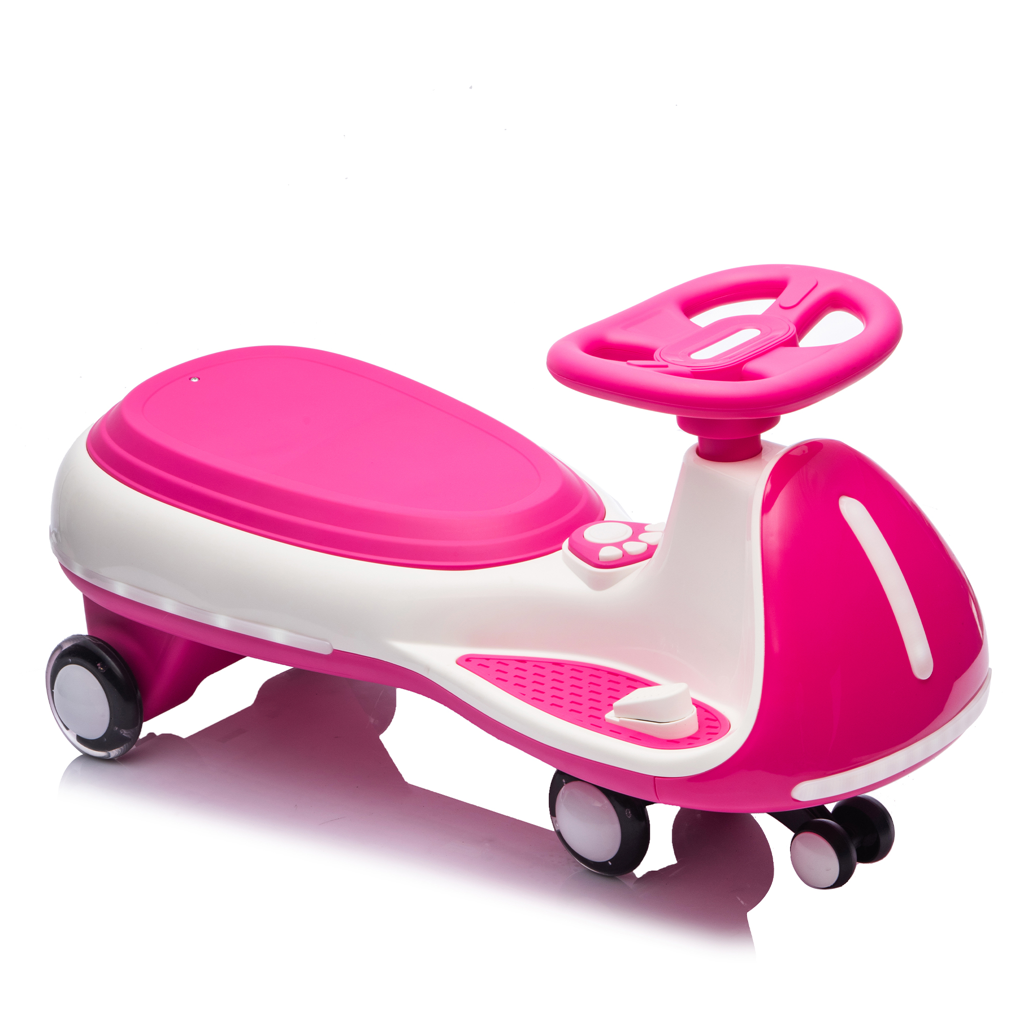 12V Kids Ride On Electric Wiggle Car W 2-in-1 Smart Design,Controllable LED Lights,Flashing PU Wheels&Wide Front Auxiliary Wheels,Triangular Stability Frame,5MPH Max Speed,Bluetooth Music,for Kids 3-8