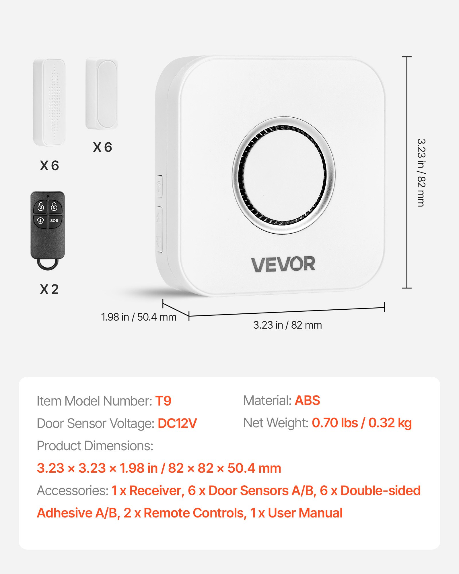 Door Chime, DC 12V, Wireless Door Open Contact Sensor Alarm Chime With 656 Ft Range, Remote Control With App, Doors Ringer Alert For Business, Store, Home, Office (6 Sensors + 1 Receiver)