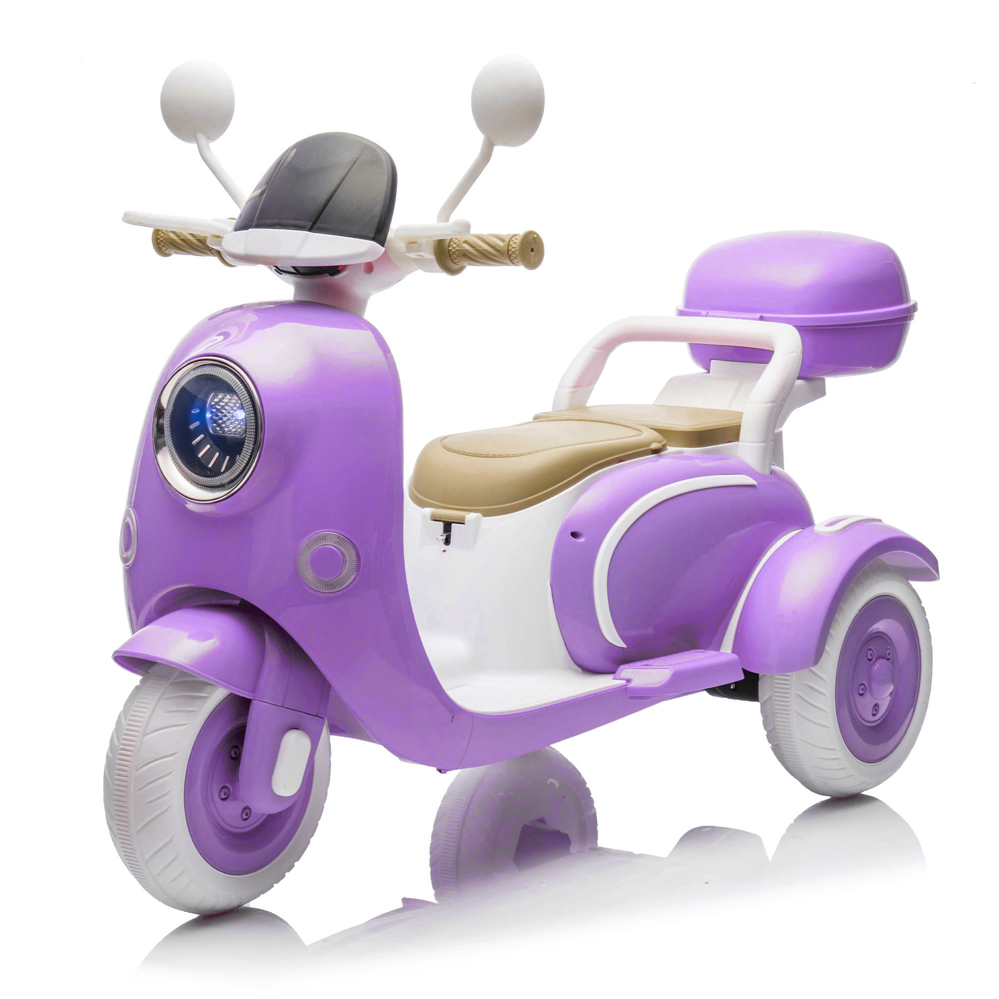 12V Two Motors Kids Ride On Level Up Two-seater  Electric Motorcycle,Three-wheel Toy W Music,Bluetooth,USB,Backseat Flip  Seat,Portable Storage Hooks&Oversized  Trunk,LED Headlight  For Kids 3-6. - Image 1