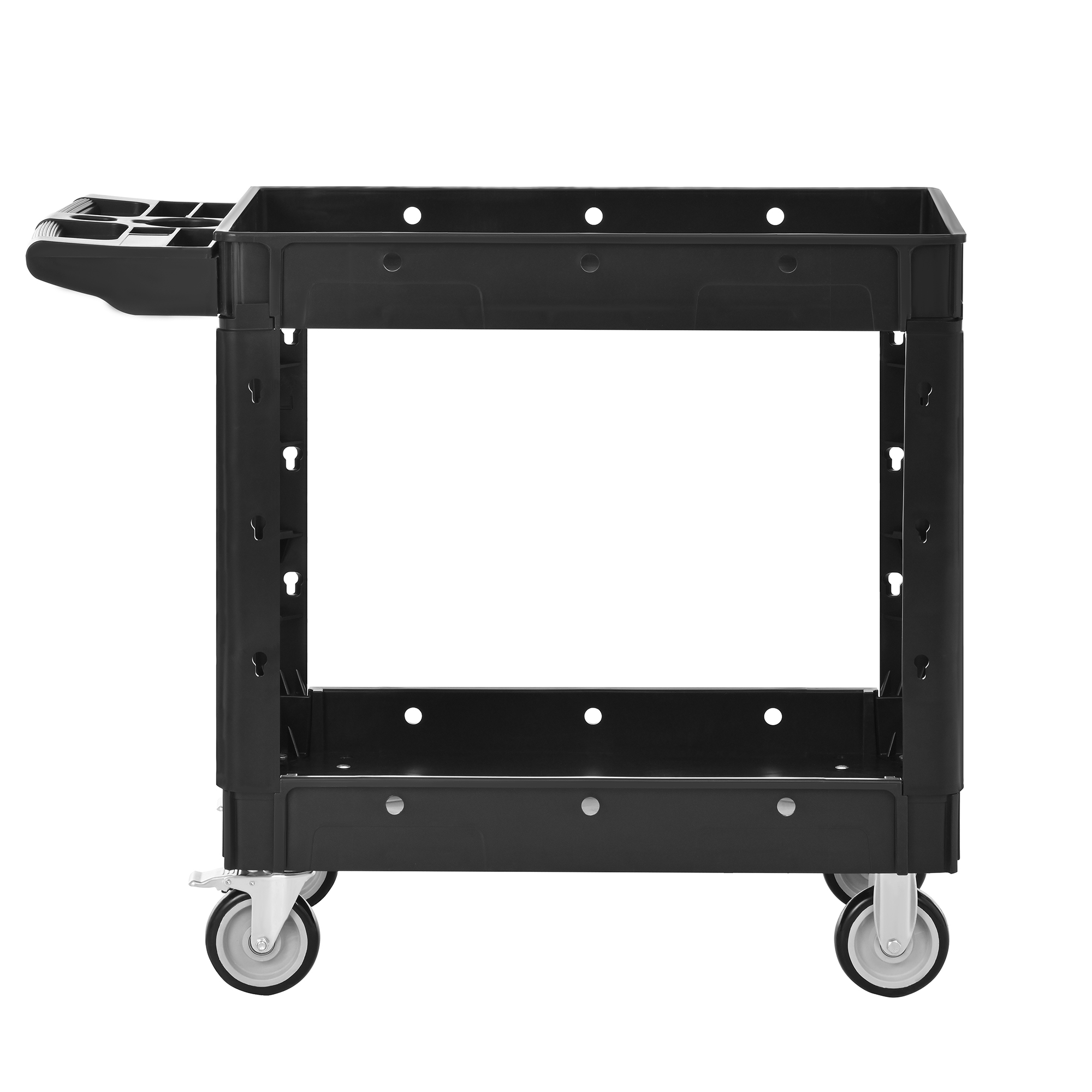 Two-Shelf Utility Cart With Wheels ,600 Lbs. Capacity Rolling Utility & Tool Carts For Warehouses, Industrial Settings, Auto Garages, For Indoor And Outdoor, & More,with Locking Wheels
