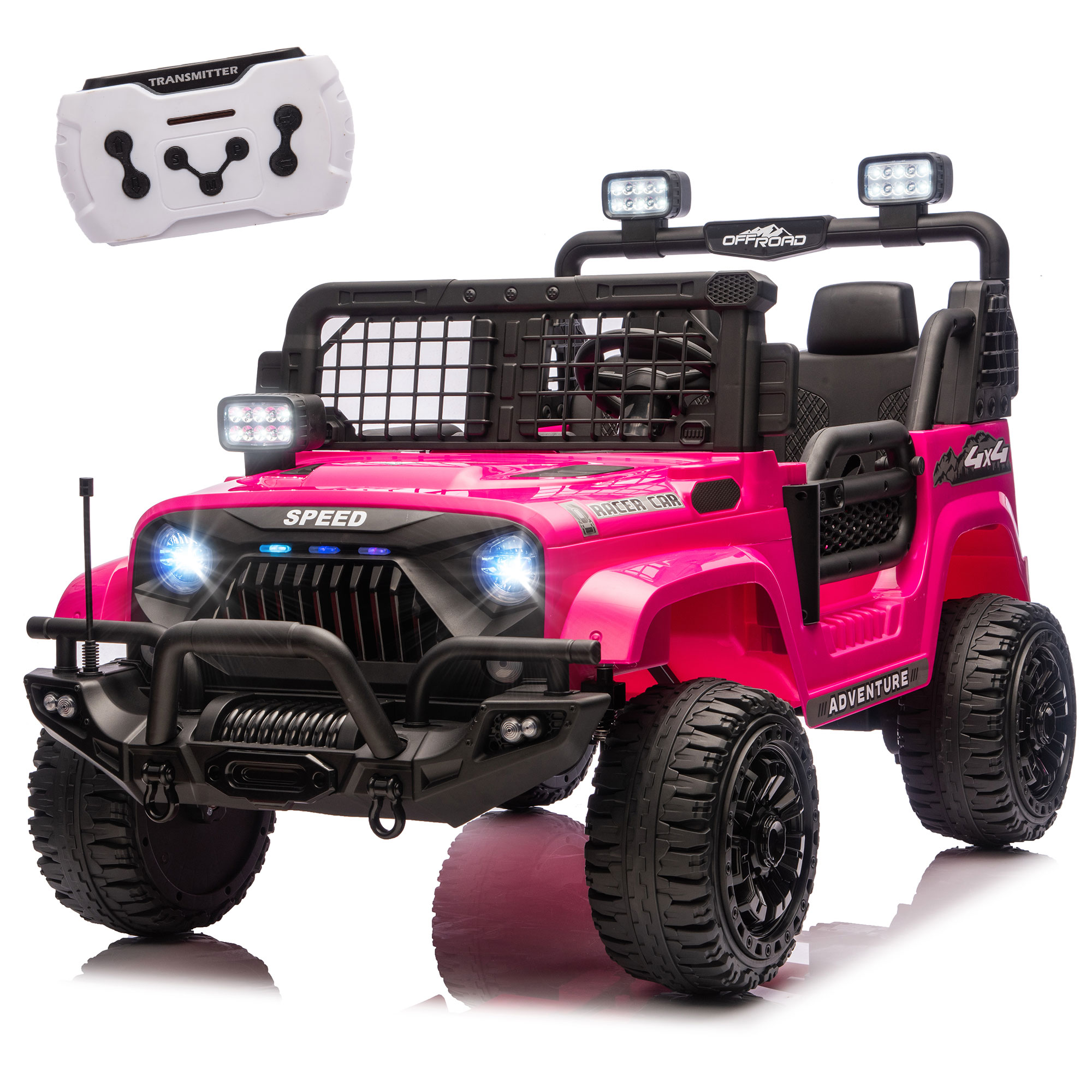 24V 100Wx2 Two-seater Kids Ride On Car W RC - 3 Speed Adjustable,LED Headlights,4-Wheel Shock Absorption,USB MP3 Charging & Battery Indicator,Bluetooth & Music - Electric Toy Car For Kids 3-8