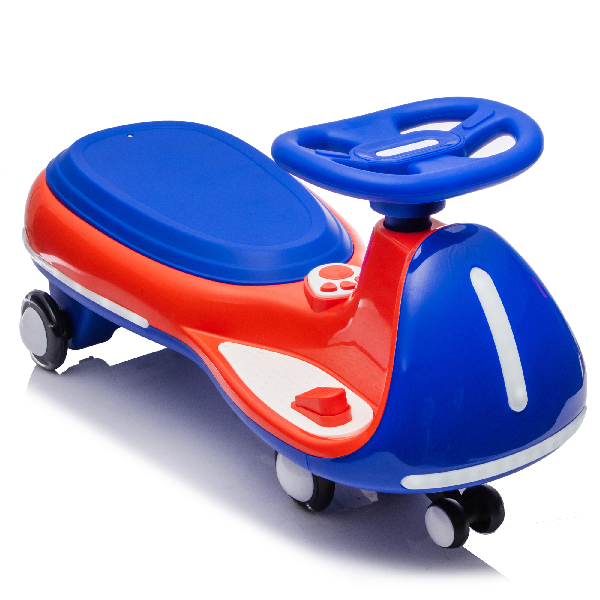 12V Kids Ride On Electric Wiggle Car W 2-in-1 Smart Design,Controllable LED Lights,Flashing PU Wheels&Wide Front Auxiliary Wheels,Triangular Stability Frame,5MPH Max Speed,Bluetooth Music,for Kids 3-8