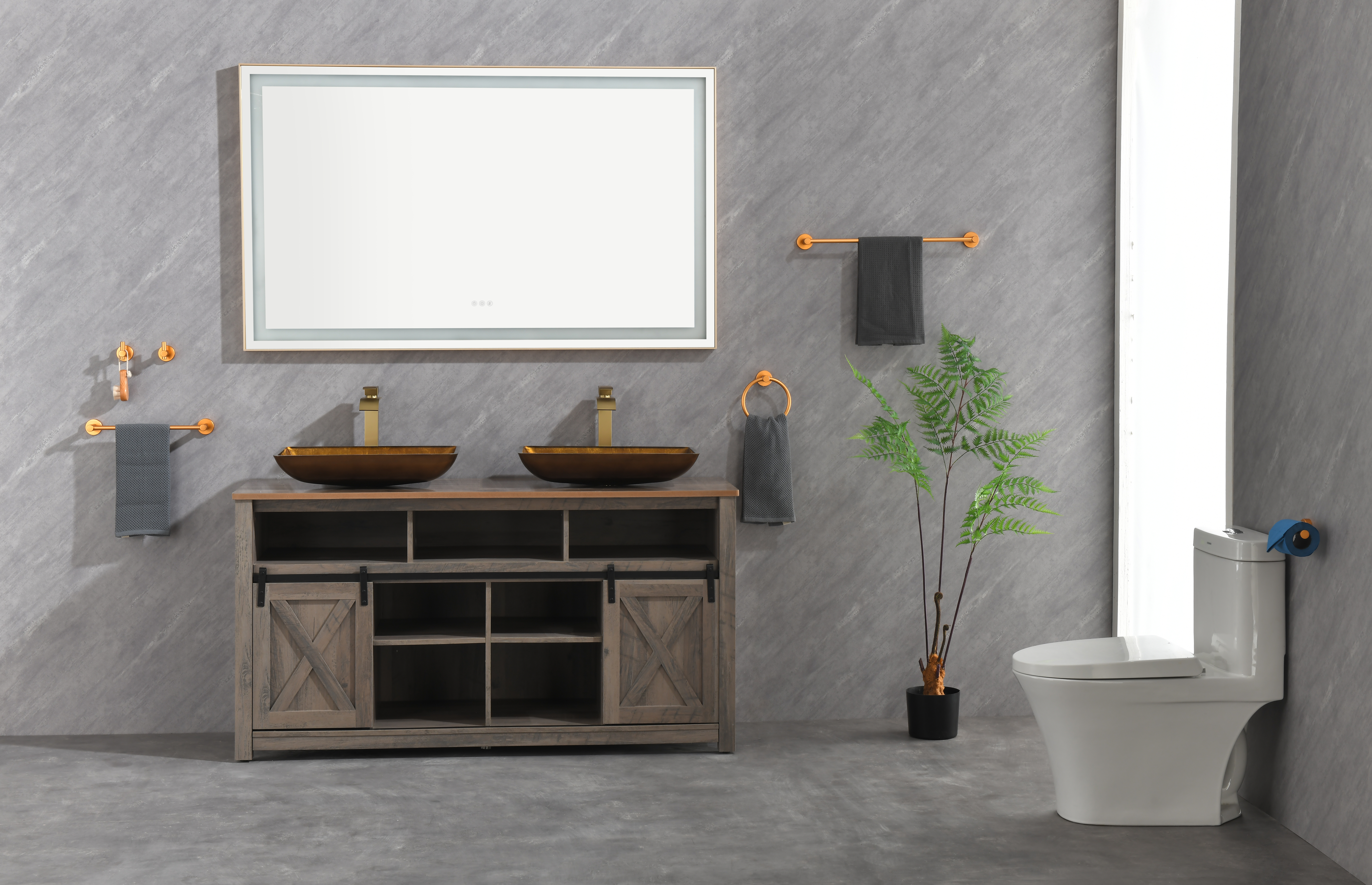 60 X 36 Inch LED Bathroom Mirror With Aluminum Frame, Wall Mounted Vanity Mirror, Anti-Fog, Memory, 3 Colors, Stepless Dimmable_voghion.com