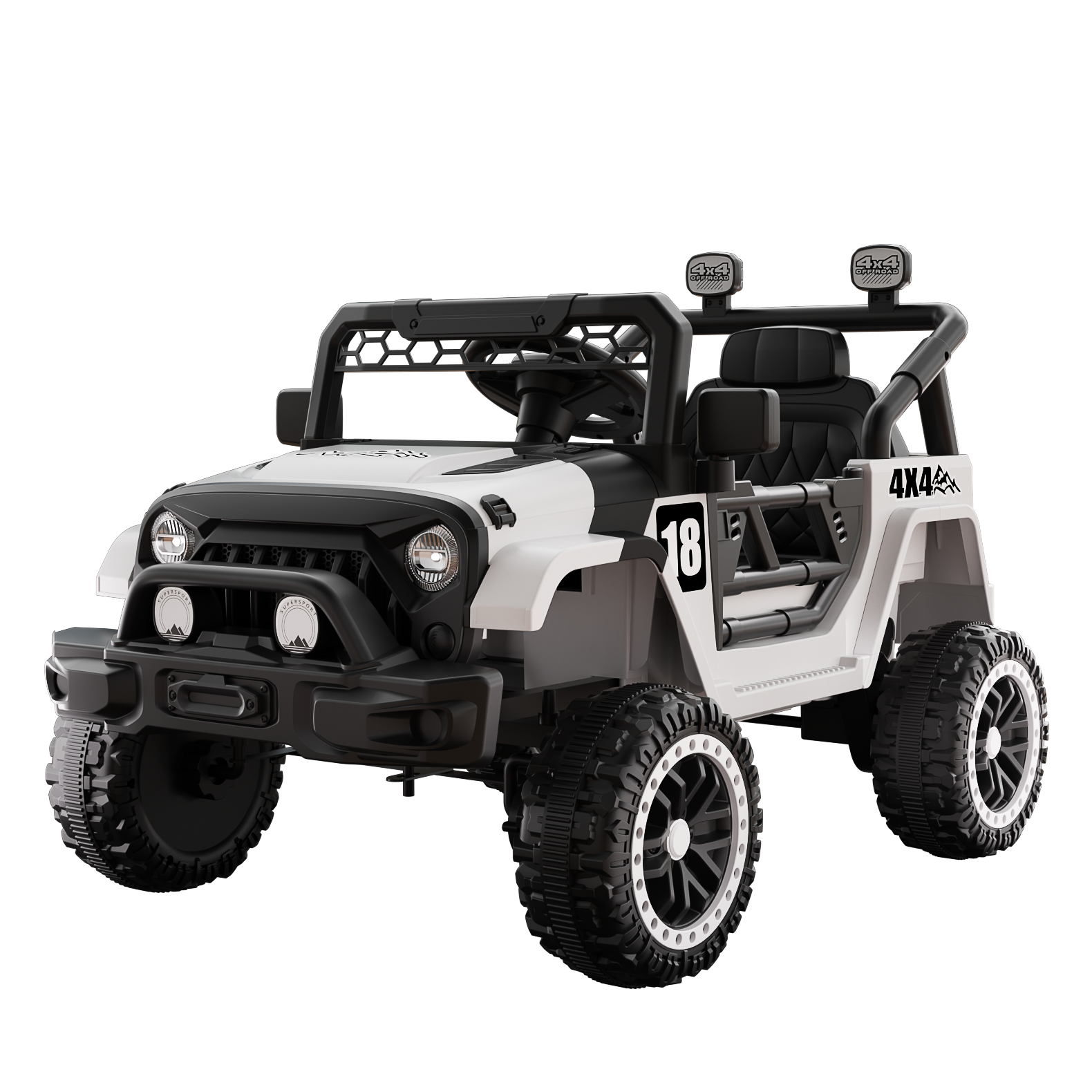 12V Ride On Car With Parent Remote Control, Toddler Electric Car With Spring Suspension, LED Lights & Music Player - Safe Battery Toy For Kids, Christmas & Birthday Gift WIGHT-BLACK