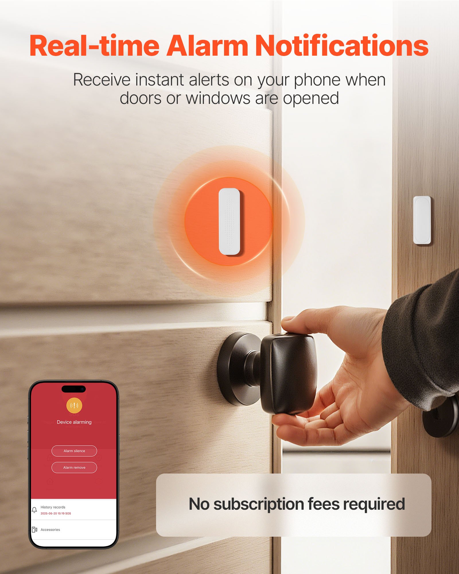 Door Chime, DC 12V, Wireless Door Open Contact Sensor Alarm Chime With 656 Ft Range, Remote Control With App, Doors Ringer Alert For Business, Store, Home, Office (6 Sensors + 1 Receiver)