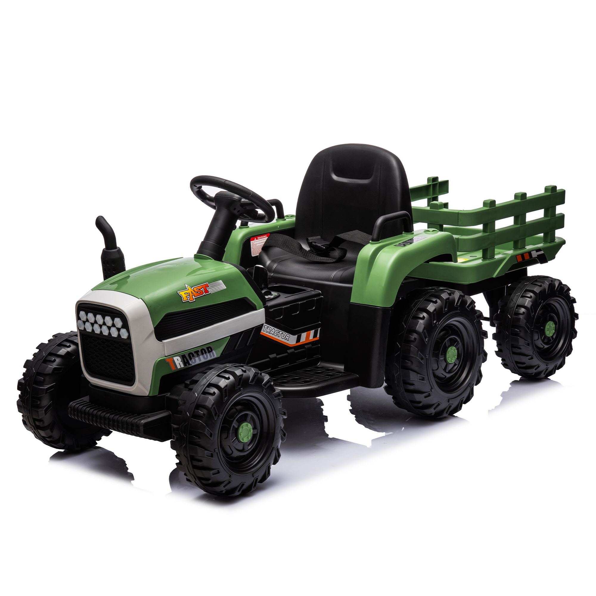 Ride On Tractor With Trailer,24V Battery Powered Electric Tractor Toy, 200wx2motor 1.86-4.97MPH Remote Control,electric Car For Kids,Three Speed Adjustable,USB,MP3 ,Bluetooth,LED Light, Safety Belt. - imagen 1