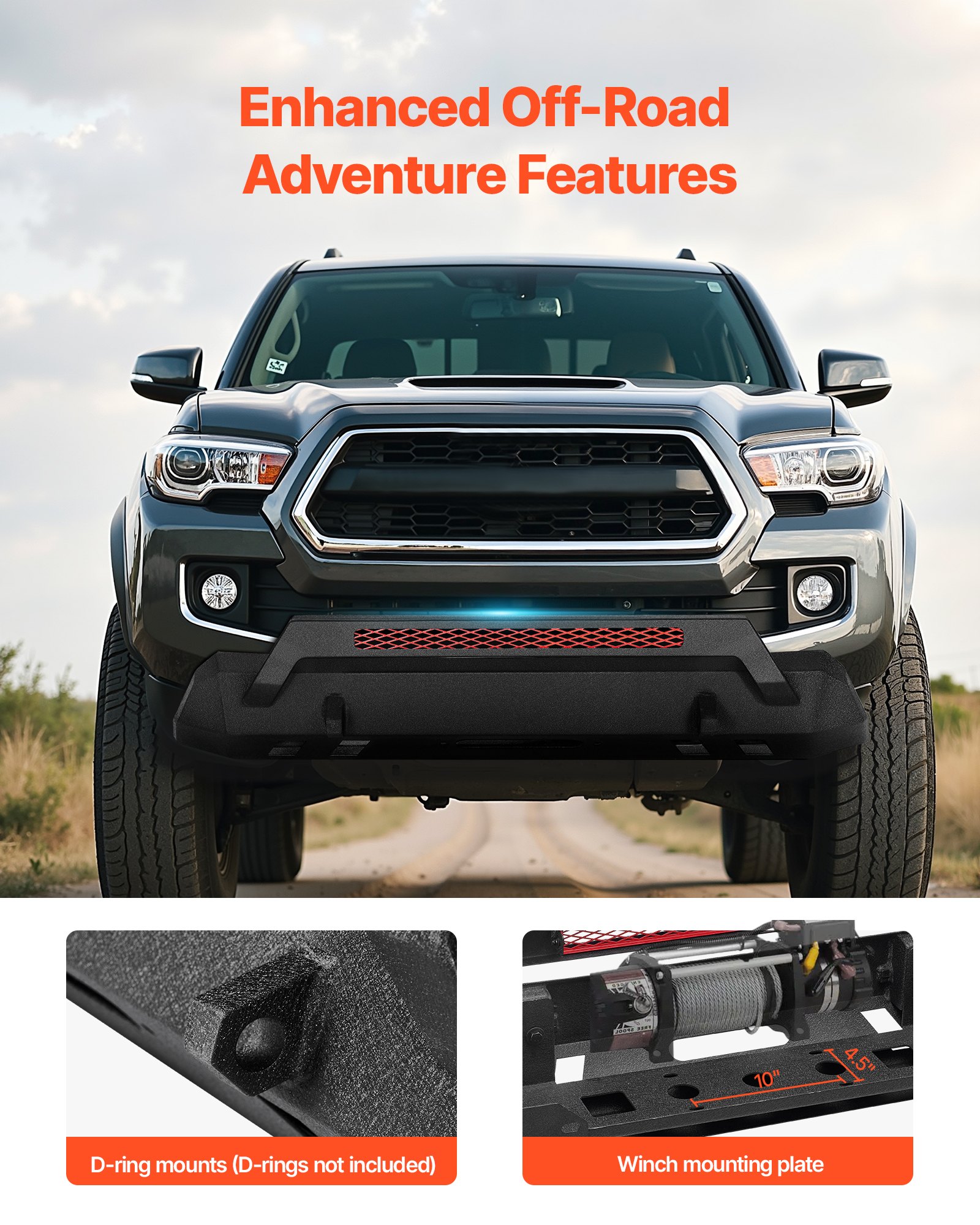 Vevor Tacoma front bumper OEM bolt pattern mounting brackets no-drill installation