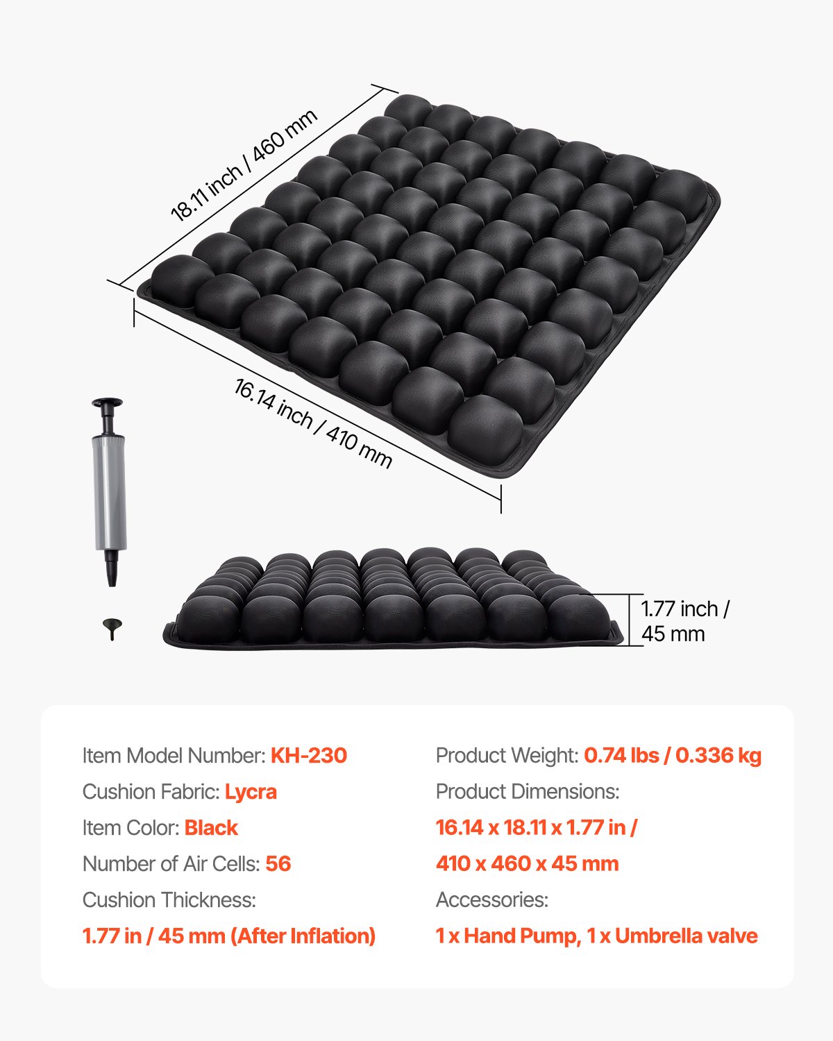 Inflatable Seat Cushion, 3D Air Cell Seat Cushion For Pressure Relief, Lycra & TPU Wheelchair Seat Pad With Manual Pump, Lightweight And Portable For Travel, Office, Car, Airplane