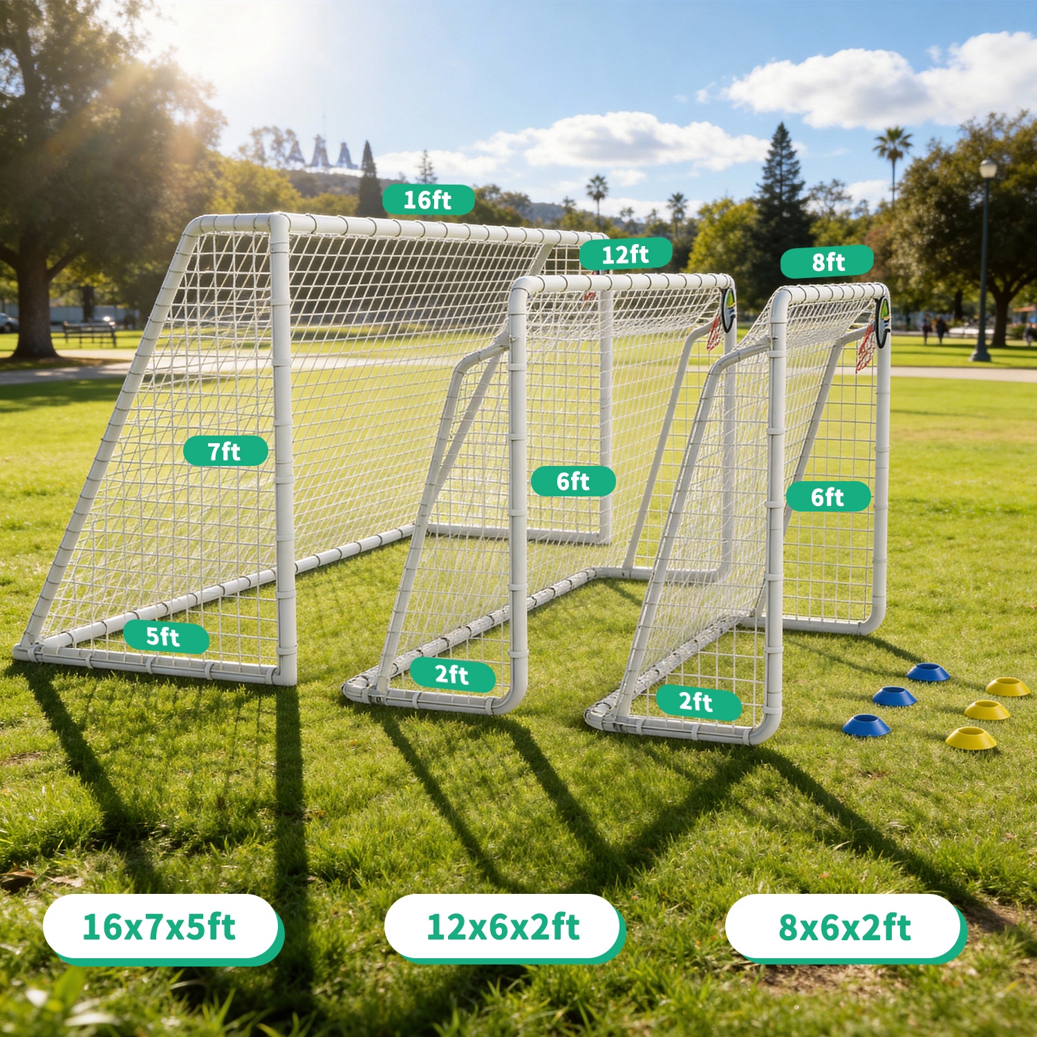 7X16FT Soccer Goal For  Kids Portable Soccer Net With High-Strength Nets