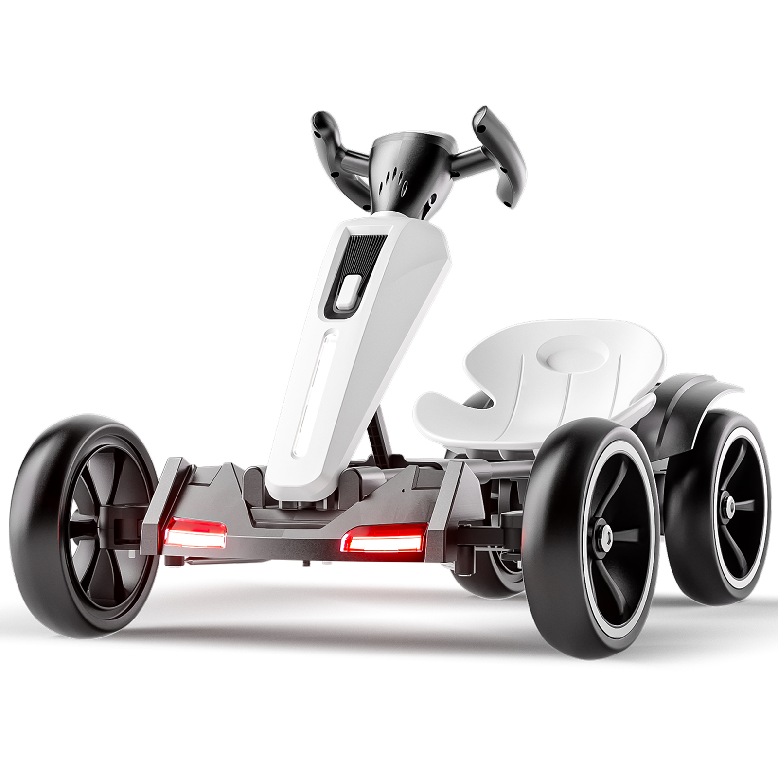12V Electric Kids Pedal Go Kart, Folder Go Kart, Outdoor Ride On Toy With Adjustable Seat, 4 Non-Slip EVA Wheels For Boys And Girls For Age 3-6 Years Old, White - Image 1