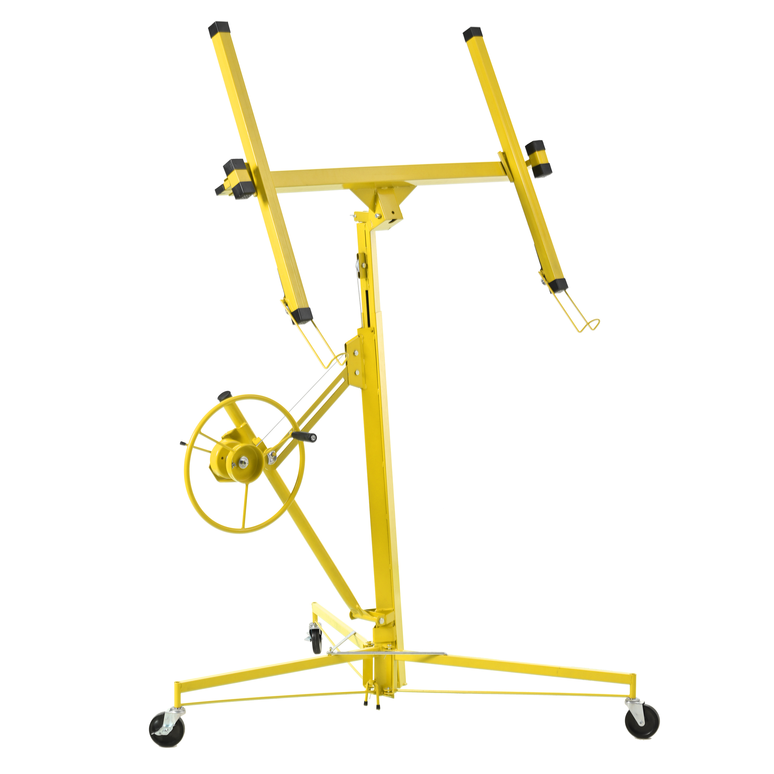 16 FT Drywall Lift Panel Rolling Hoist Jack Lifter Sheetrock, Drywall Lifting Construction Tools Caster Wheel With Adjustable Telescopic Arm, 16-Yellow