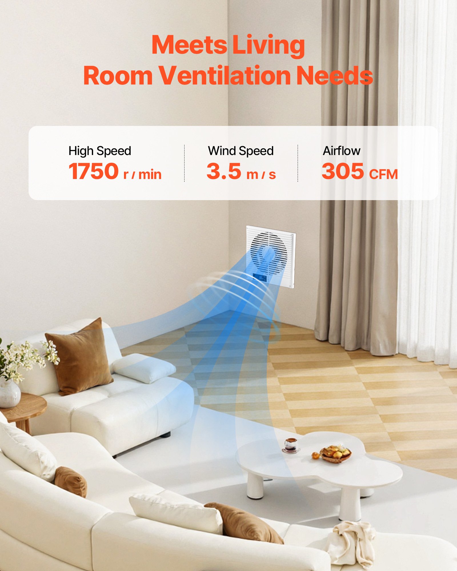 7.5-Inch Room To Room Fan, 2-in-1 305 CFM Through Wall Fan With Remote Control & Two-Way Airflow, 10-Speed Ventilation Quiet Vent For Kitchen, Living & Laundry Room Workshop