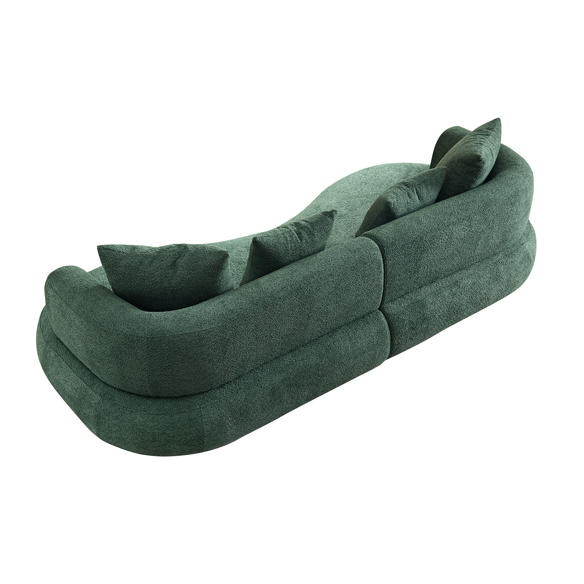 102.36 Inch Mid Century Modern Sectional Curved Sofa Couch, Comfy Sofa For Living Room,Upholstered 4-Seat Sofa Boucle Fabric Cream Style Couch For Apartment,Green