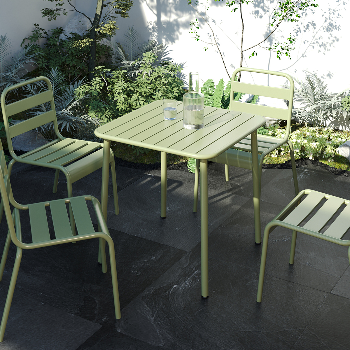 Sera Square Table Green Outdoor Courtyard Table Villa Open Air Dining Table Waterproof Table Retro American Modern Simple Balcony Table Coffee Table
