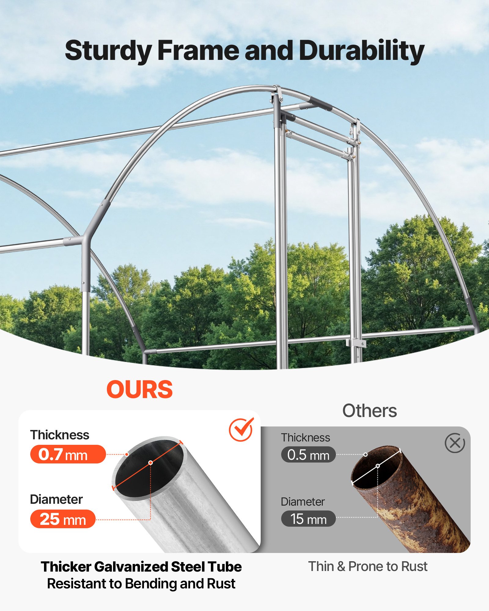 Metal Chicken Coop, 9.8x6.5x6.5ft Large Walk-in Chicken Runs With Cover, Doom Roof Hen House Enclosure With Security Lock, Outdoor Duck Rabbit Cage Poultry Pen For Backyard, Farm, Yard