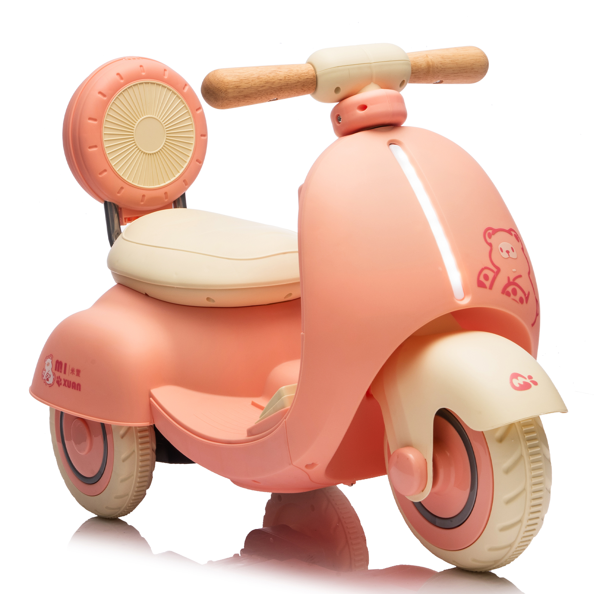 12V Kids Ride On Electric Motorcycle,Toddler Scooter W Parents Control,Three-Wheel Stable Design,Special Wooden Handle,Smoother Output And Slow Start&Stop,More Suitable For 1-3 Years BABY's First Toy.