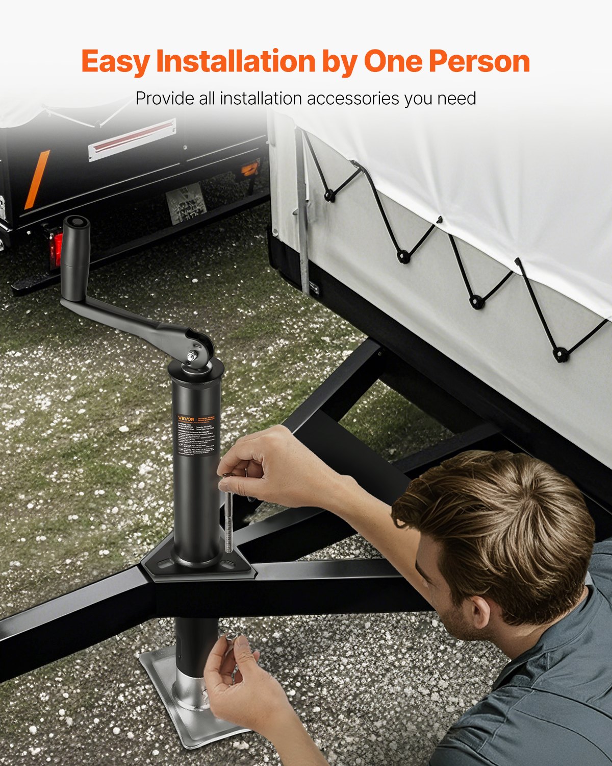 A-Frame Trailer Jack, 2000 Lbs Dynamic Load Capacity, Trailer Jack Stand With Handle & Rectangular Footpad, 15-inch Vertical Travel, Suitable For RV, Horse, Utility Trailers, Yacht Trailers