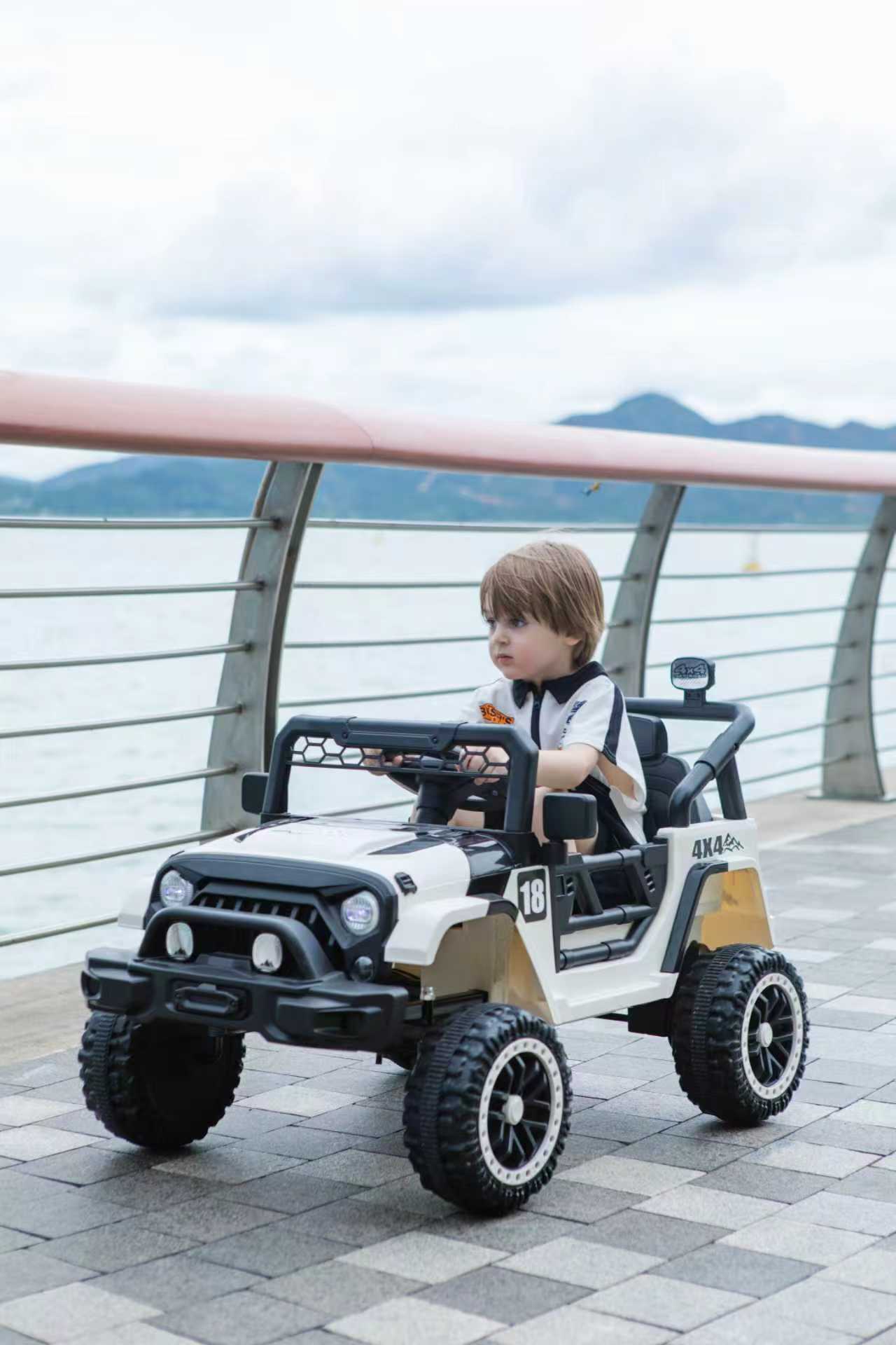 12V Ride On Car With Parent Remote Control, Toddler Electric Car With Spring Suspension, LED Lights & Music Player - Safe Battery Toy For Kids, Christmas & Birthday Gift WIGHT-BLACK