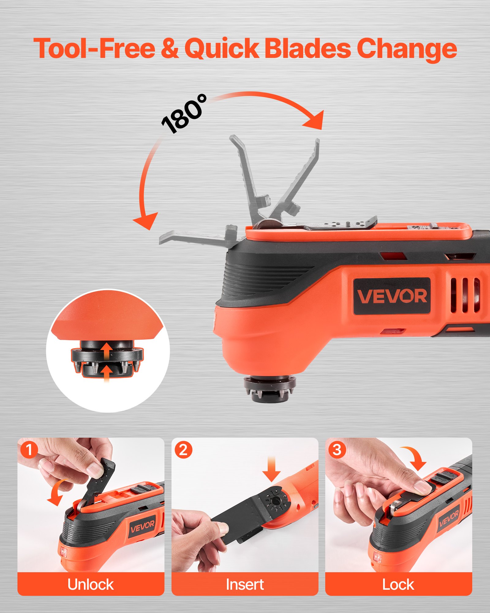 Cordless Oscillating Tool, 12V Multitool Oscillating Saw Tool With 6 Variable Speeds 6000 - 17500 OPM, 3.2° Oscillation Angle, 2.0Ah Battery Pack & Charger, 8PCS Saw Accessories & LED Work Light_voghion.com