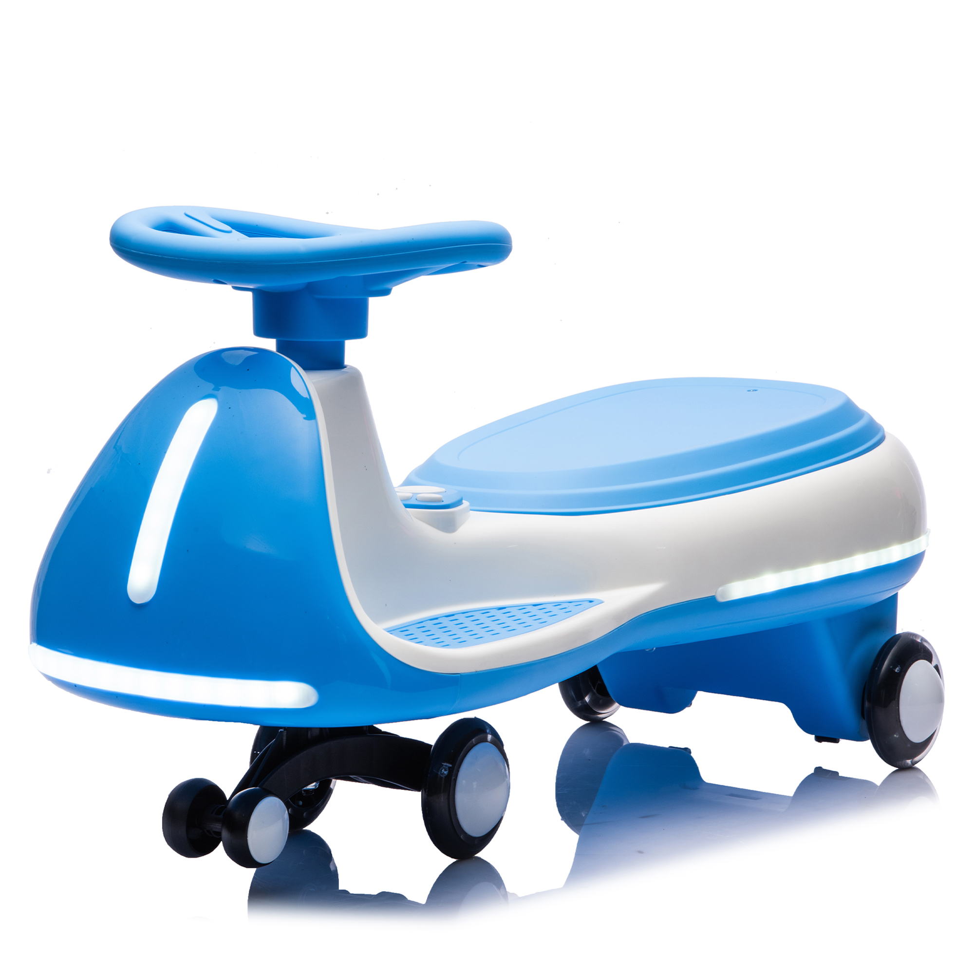 12V Kids Ride On Electric Wiggle Car W 2-in-1 Smart Design,Controllable LED Lights,Flashing PU Wheels&Wide Front Auxiliary Wheels,Triangular Stability Frame,5MPH Max Speed,Bluetooth Music,for Kids 3-8