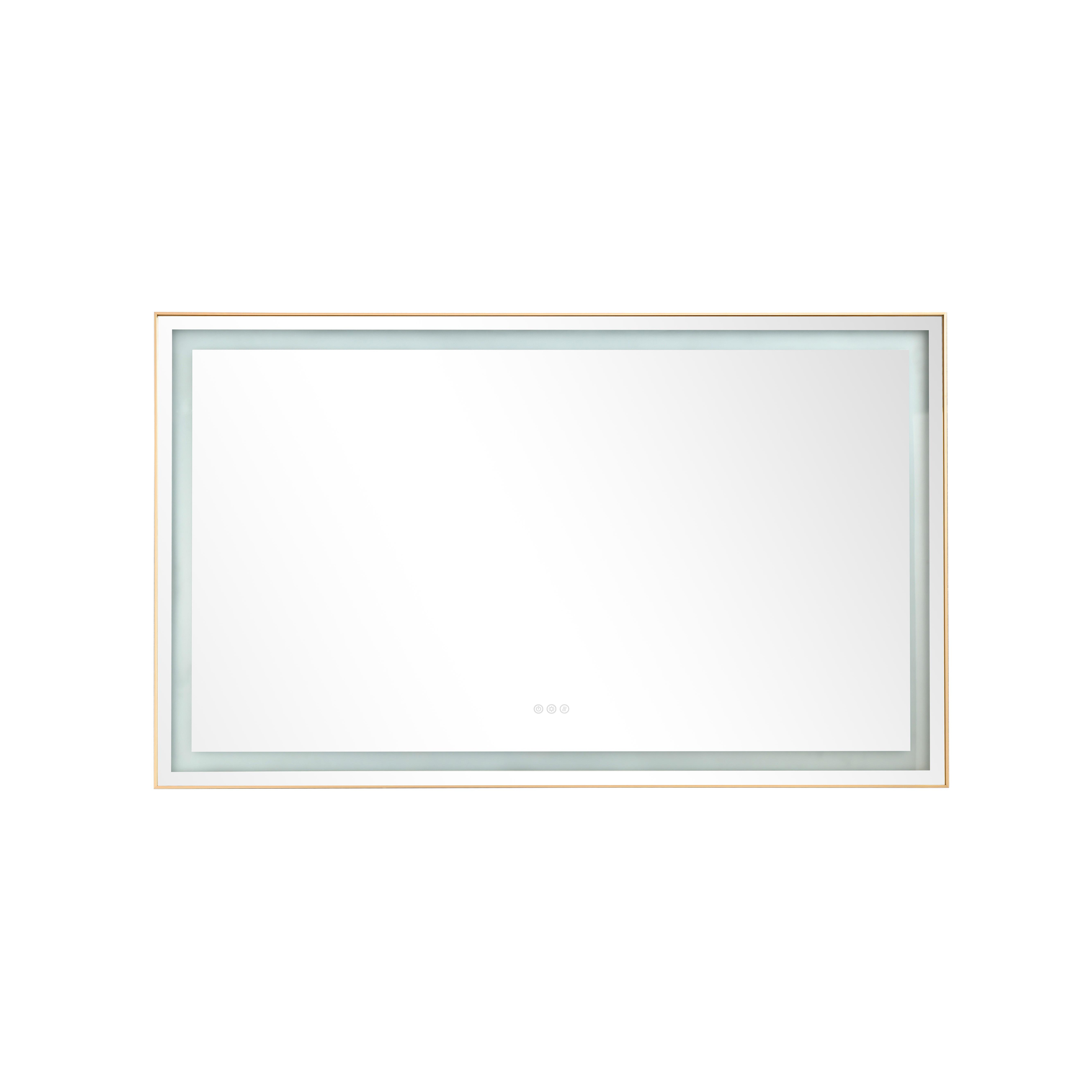 60 X 36 Inch LED Bathroom Mirror With Aluminum Frame, Wall Mounted Vanity Mirror, Anti-Fog, Memory, 3 Colors, Stepless Dimmable_voghion.com