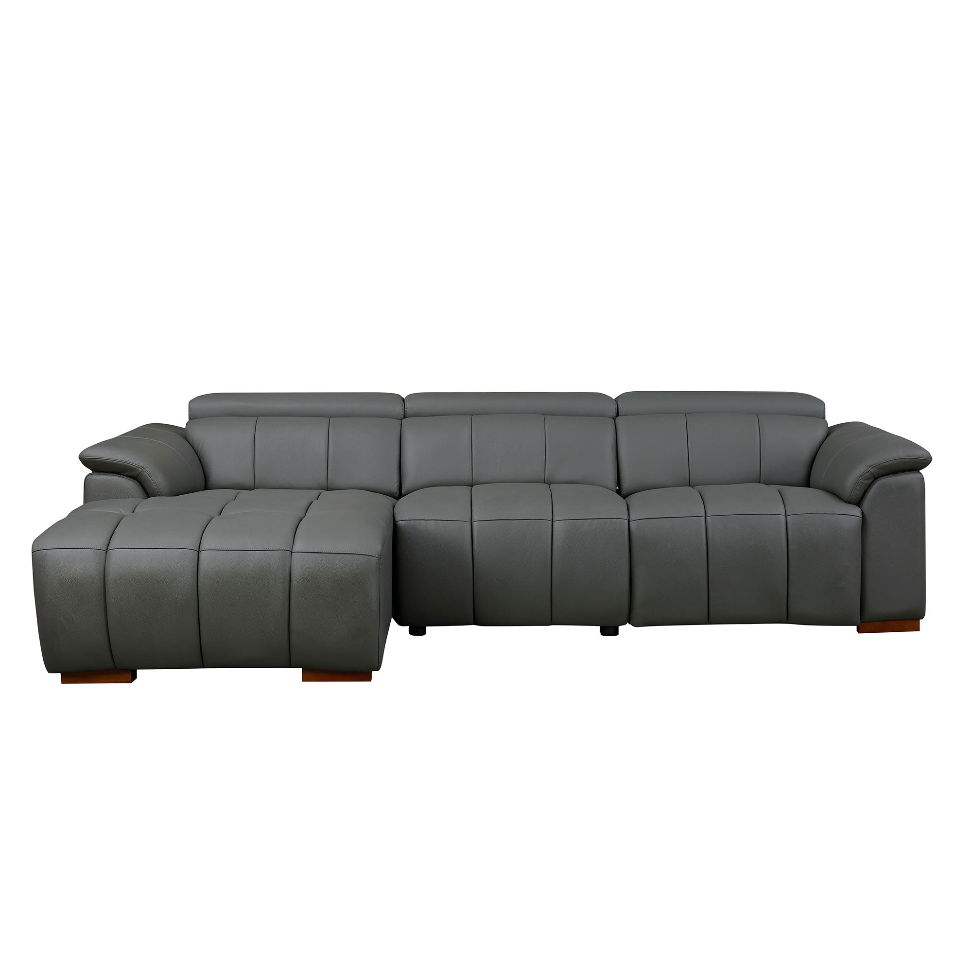 Wall-Hugger Reclining Sofa Modern Electric Control Genuine Leather L Shaped Couch,Lounge Seat Theater Seating Furniture With USB Port, Sofa With Headrest & Footrest For Living Room,Apartment,Office
