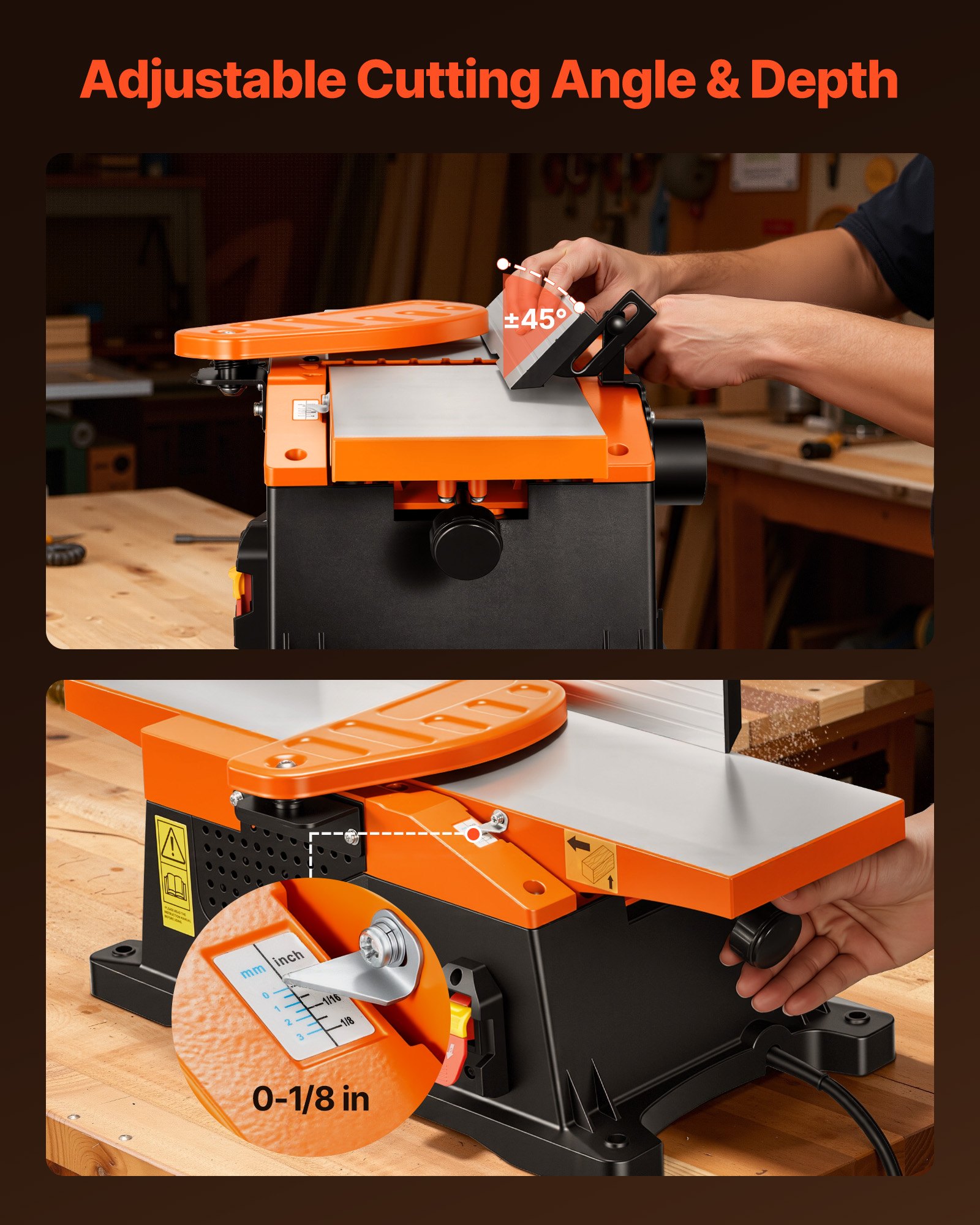 Benchtop Jointer, 6 In, 2 HP 12000 RPM Bench Top Wood Jointer, With Straight Cutterhead, 2 HSS Blades, 6 X 23 In Cast Aluminum Table, Up To 1/8 In Depth, Adjustable Fence, For Woodworking DIY