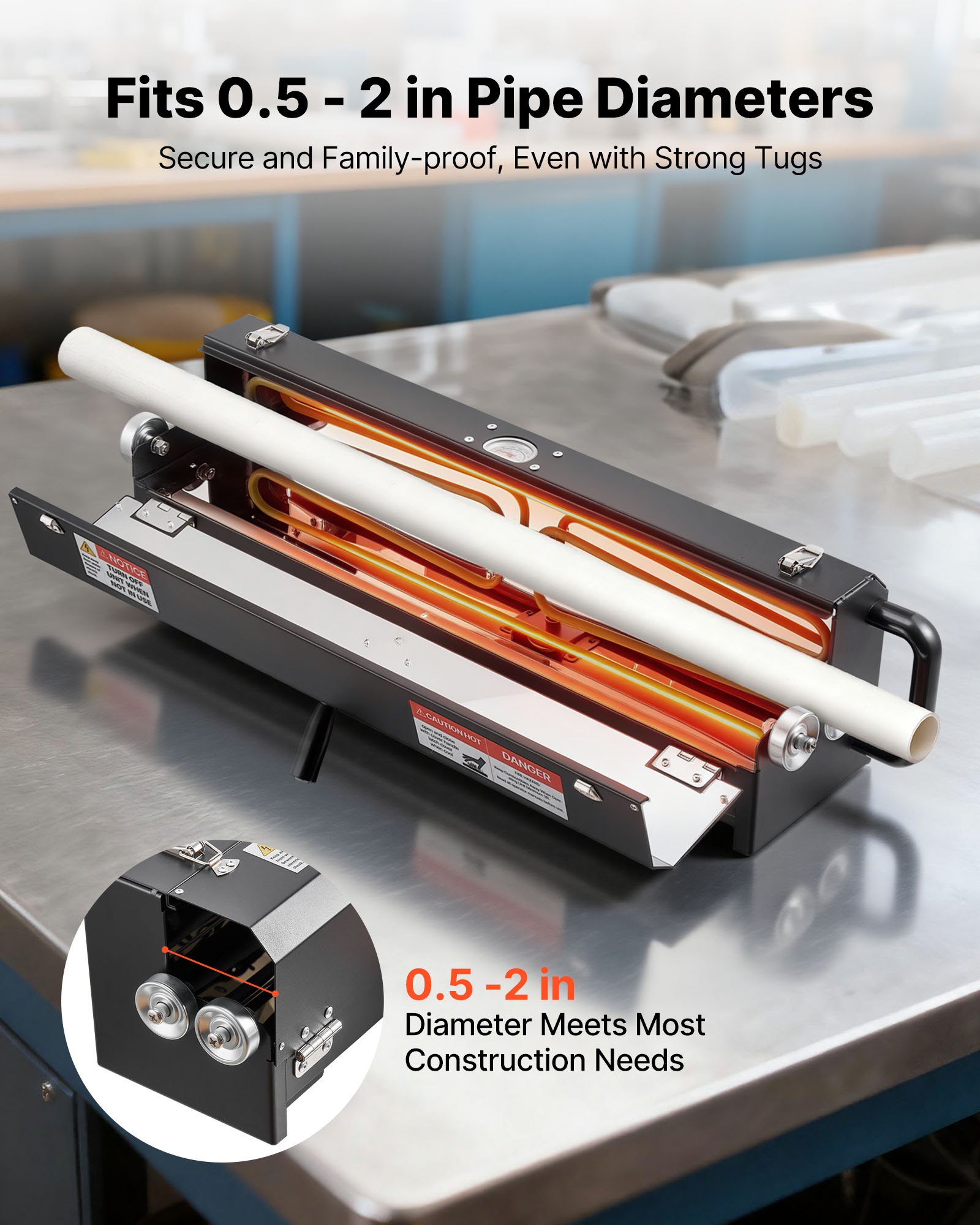 Electric PVC Conduit Heater, 1/2" To 2", 1200W Rapid And Even Heating, PVC Bender Heater Pipe Bending Tool With Carrying Handle, Easy To Use, For Construction Crews, DIY Enthusiasts, Workshop