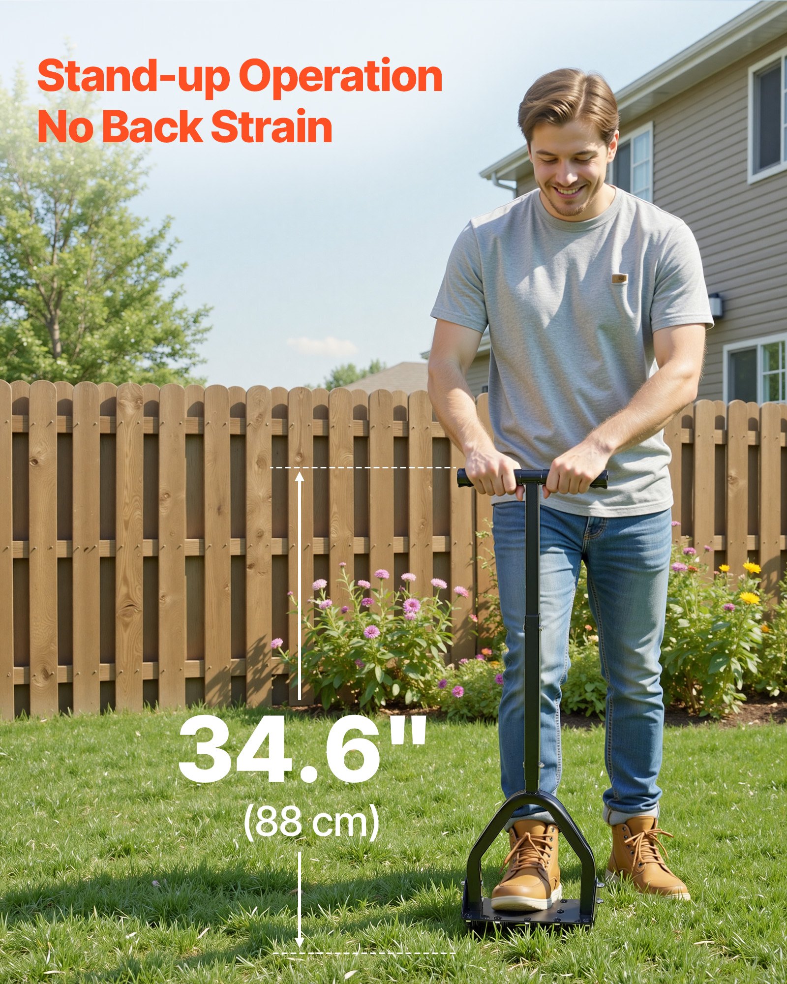 Lawn Aerator, 9.2 In Manual Core Aerator Tool With 15 Iron Spikes, Long Handle & Wide Plate, Heavy Duty Grass Aeration Tool, Yard Aerators For Compacted Hardened Soil Lawn Aeration