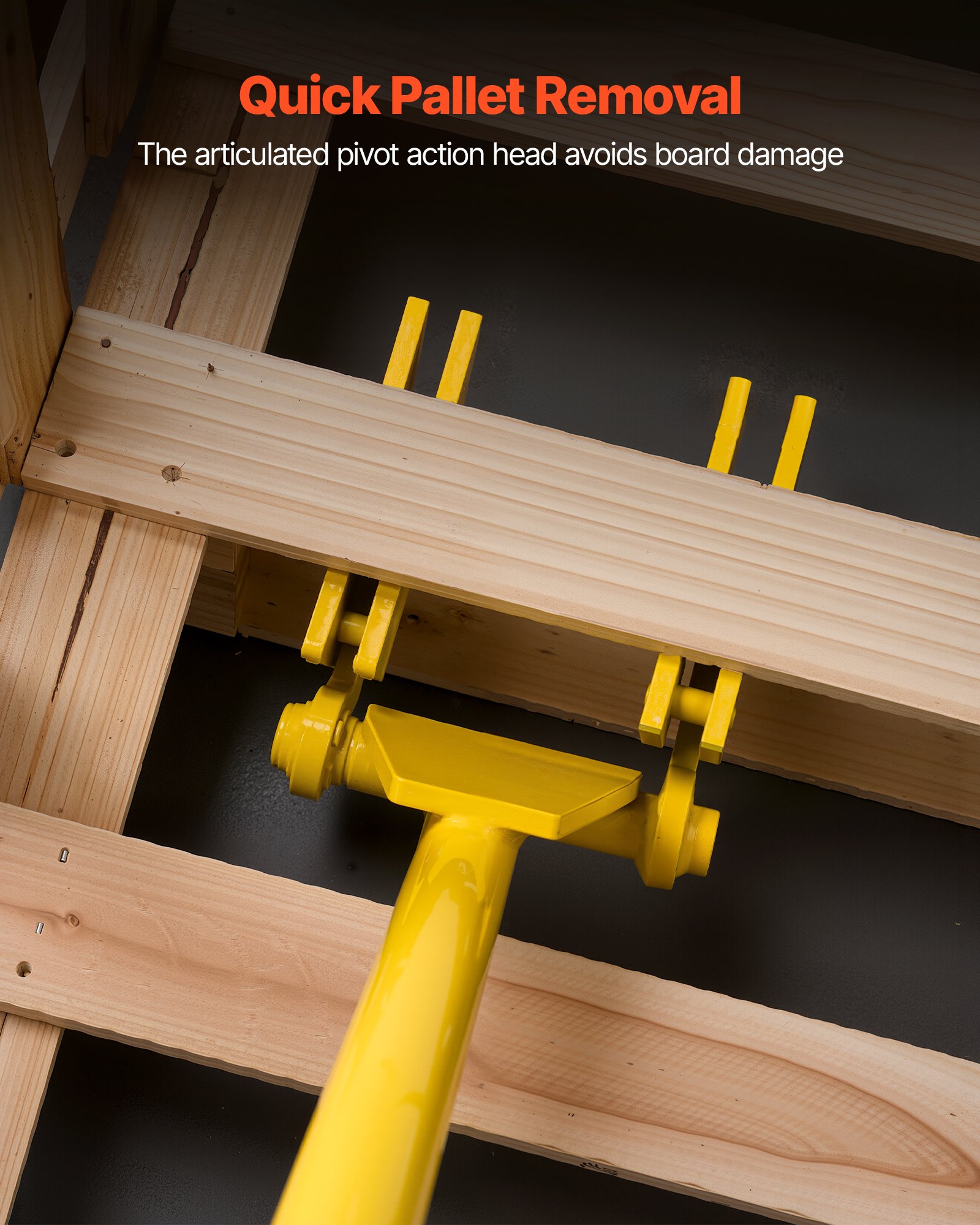 Pallet Buster Tool, 41 Inch Carbon Steel Handle Wrecking Pry Bar, 2000 Lbs Weight Capacity, Heavy Duty Deck Board Removal Tool, Breaker Bar For Flooring, Framing, Roofing, Trim, Drywall