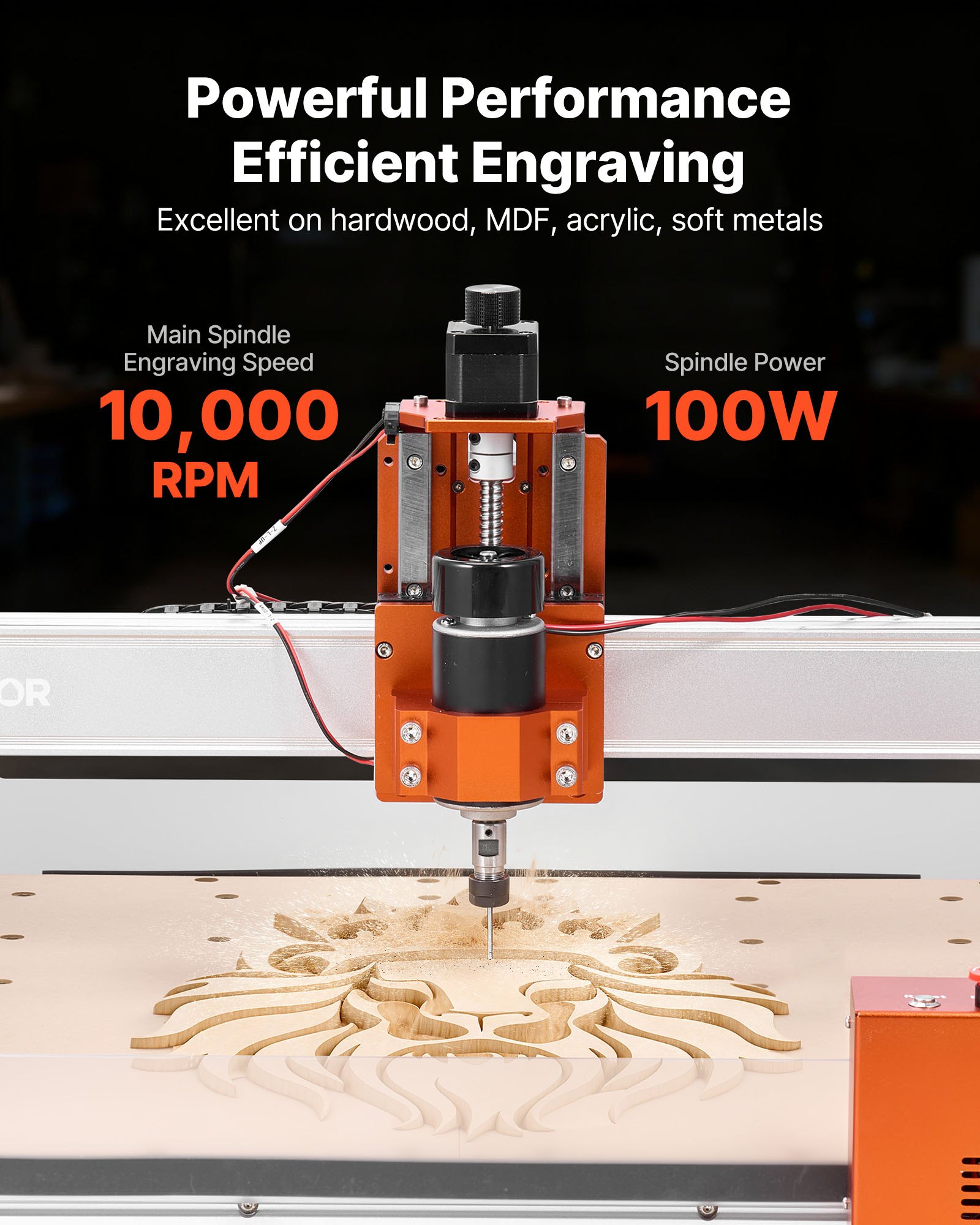 CNC Router Machine, 100W Spindle, 3-Axis Wood Engraving Milling Machine, With 15.75 X 15.75 X 3.74 In Working Area, Linear Rail, Aluminum Alloy Structure, For Wood Acrylic Carving Cutting