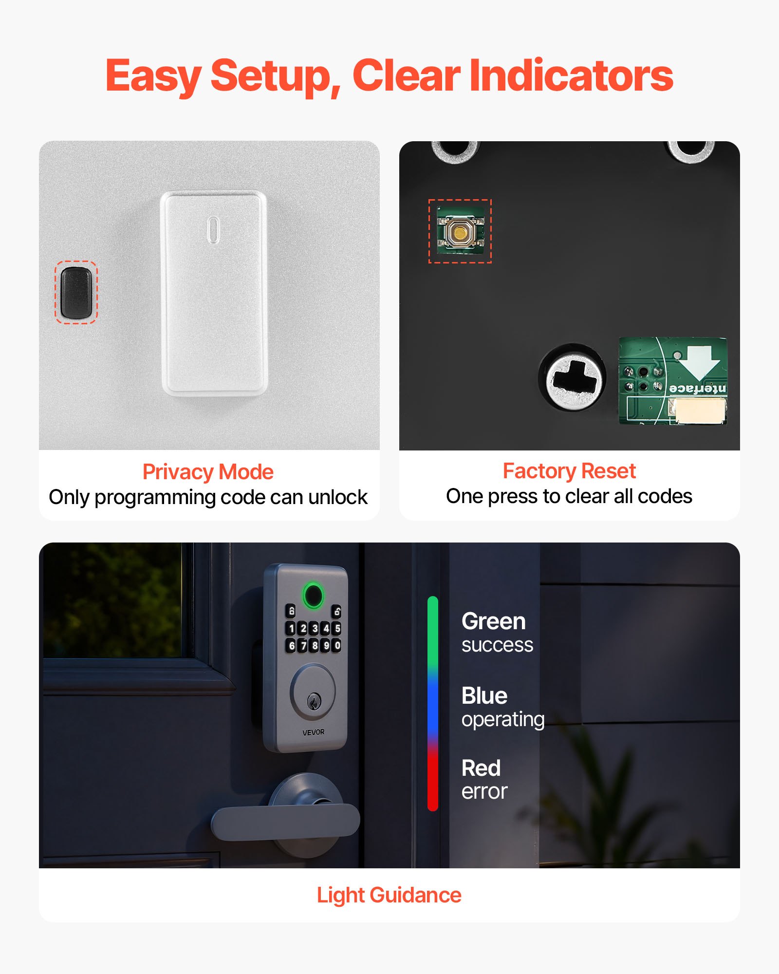 Keyless Entry Door Lock With Handle Set, Electronic Keypad Deadbolt With Lever Handles, Pioneering Easy-Grip Design, Customizable User Codes, Keyed Entry, Auto Lock, Anti-Peeking, Silver