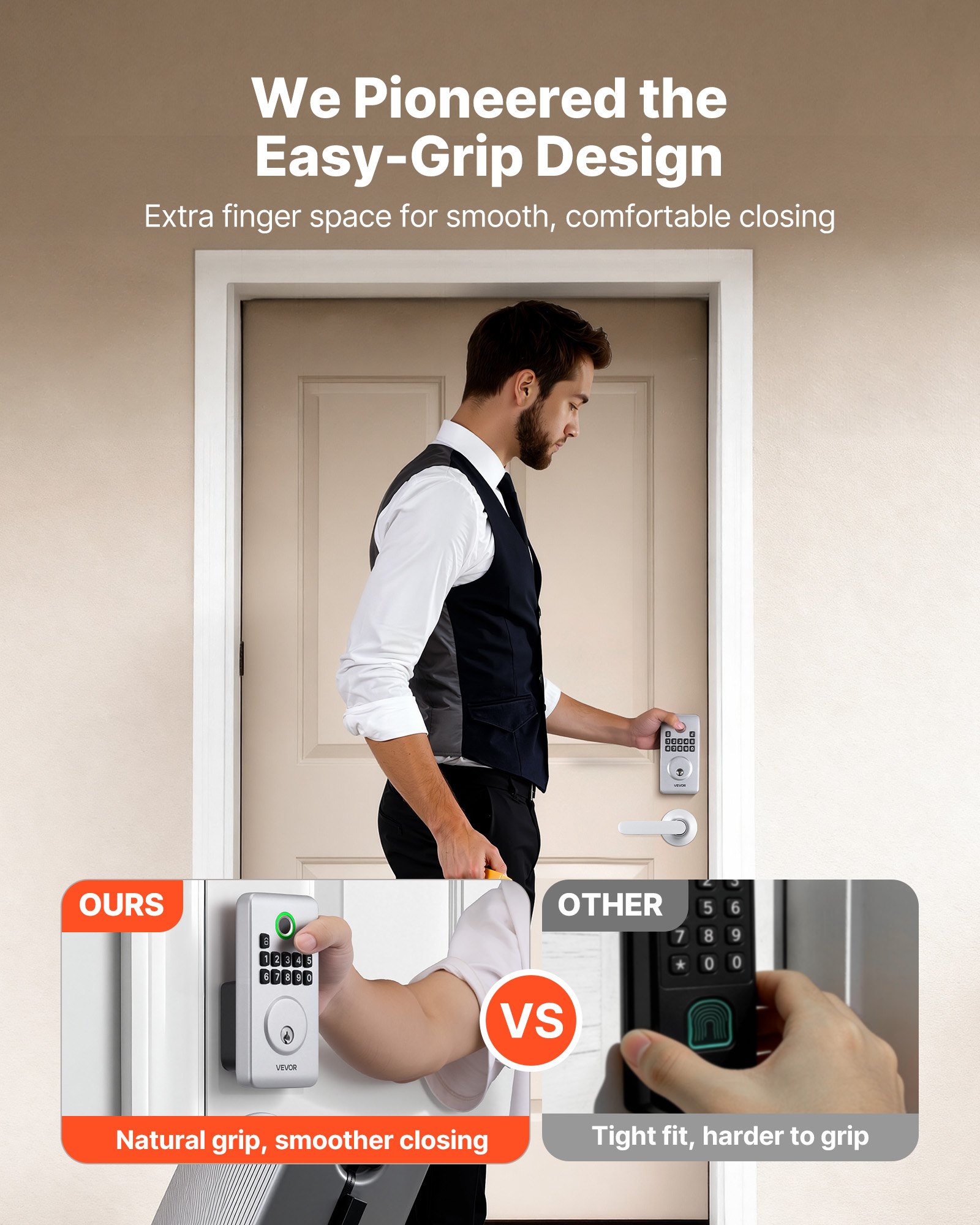 Fingerprint Door Lock Set, Electronic Biometric Deadbolt Keyless Entry Door Lock With Handle, Pioneering Easy-Grip… - 5