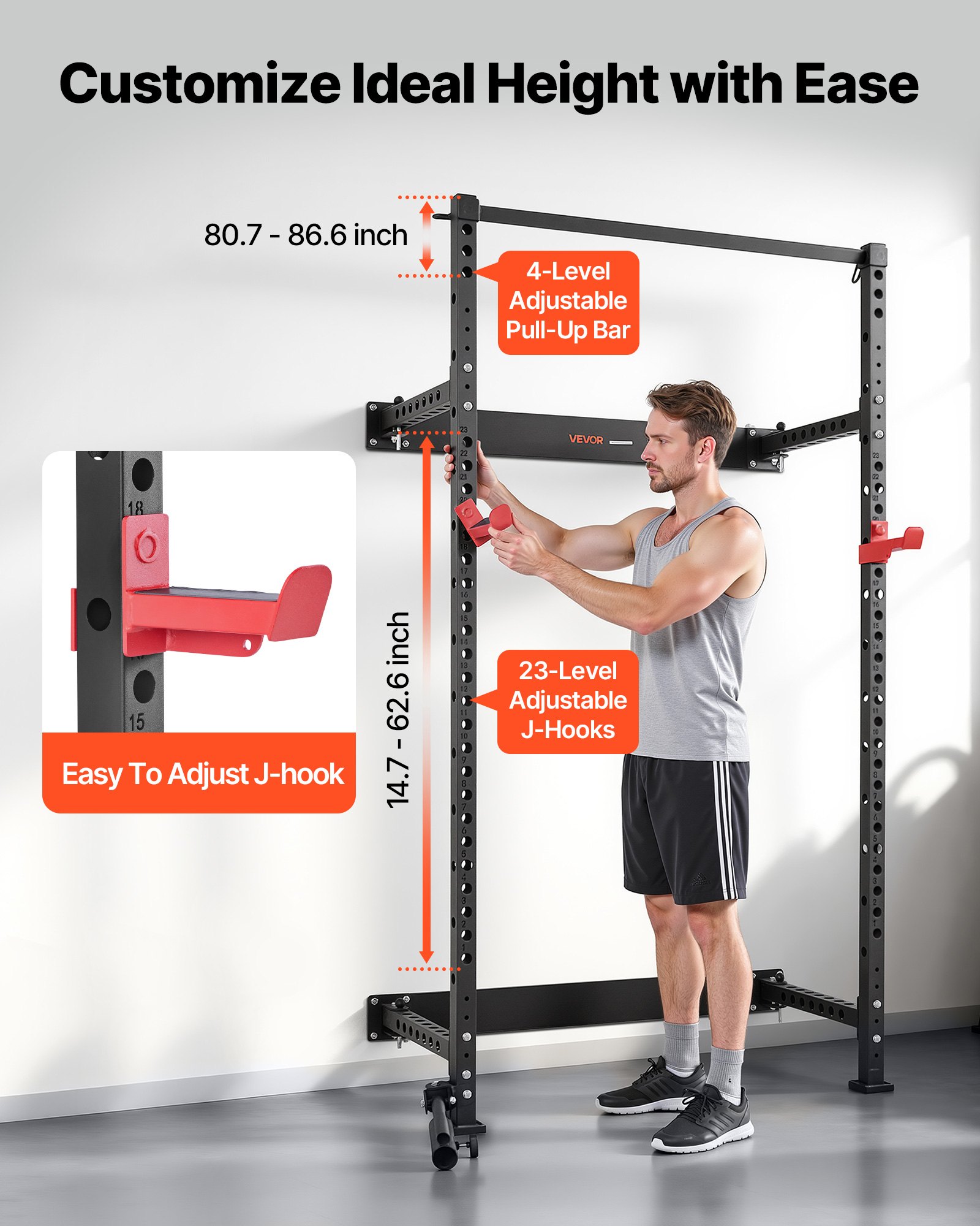 Folding Power Cage β Wall-mounted Power Rack Squat Rack β photo 3