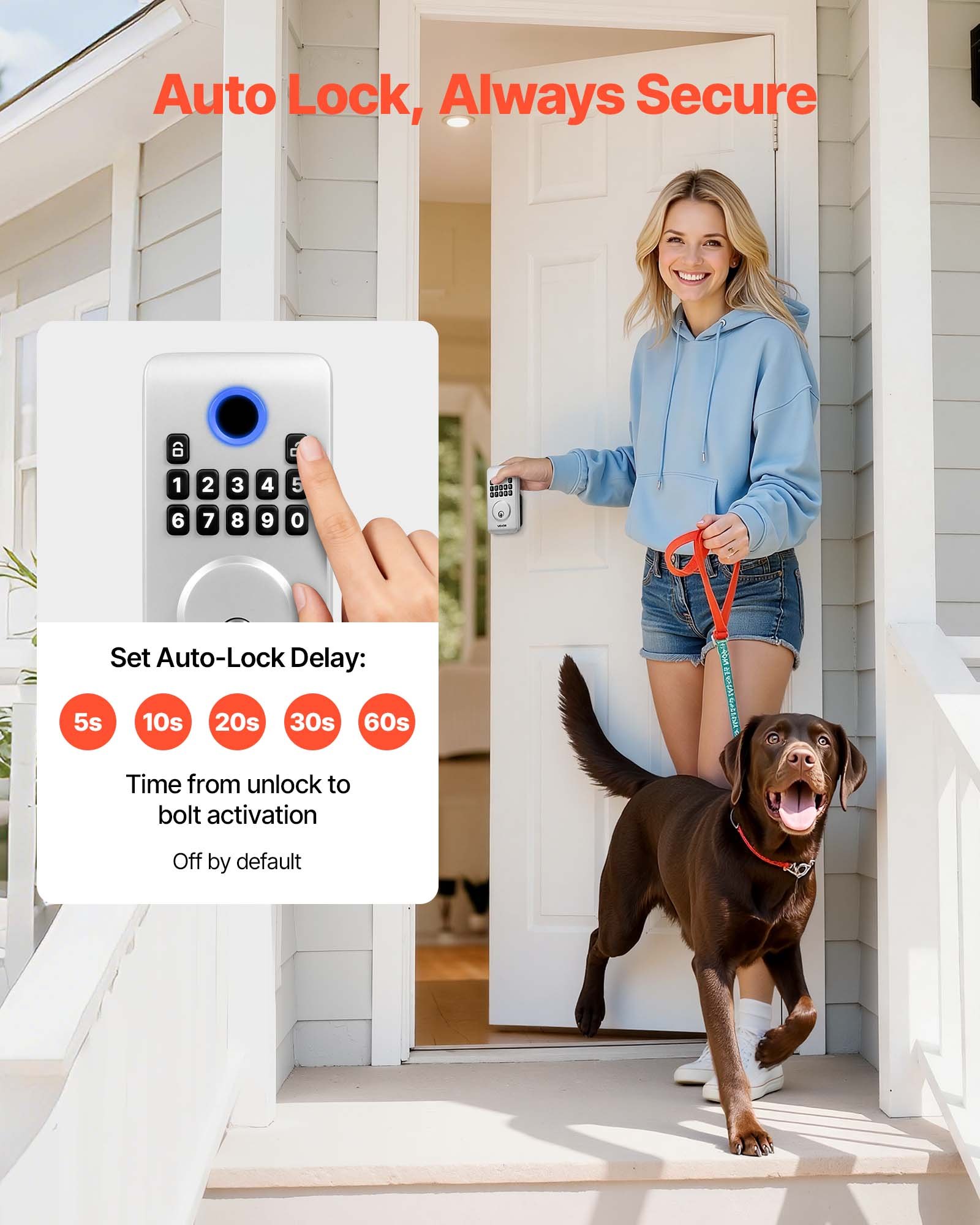 Keyless Entry Door Lock, Electronic Deadbolt With Customizable User Codes, Pioneering Easy-Grip Design, Keyed Entry, Auto Lock, Anti-Peeking Password, Backlit Keypad, For Home, Apartment, Silver