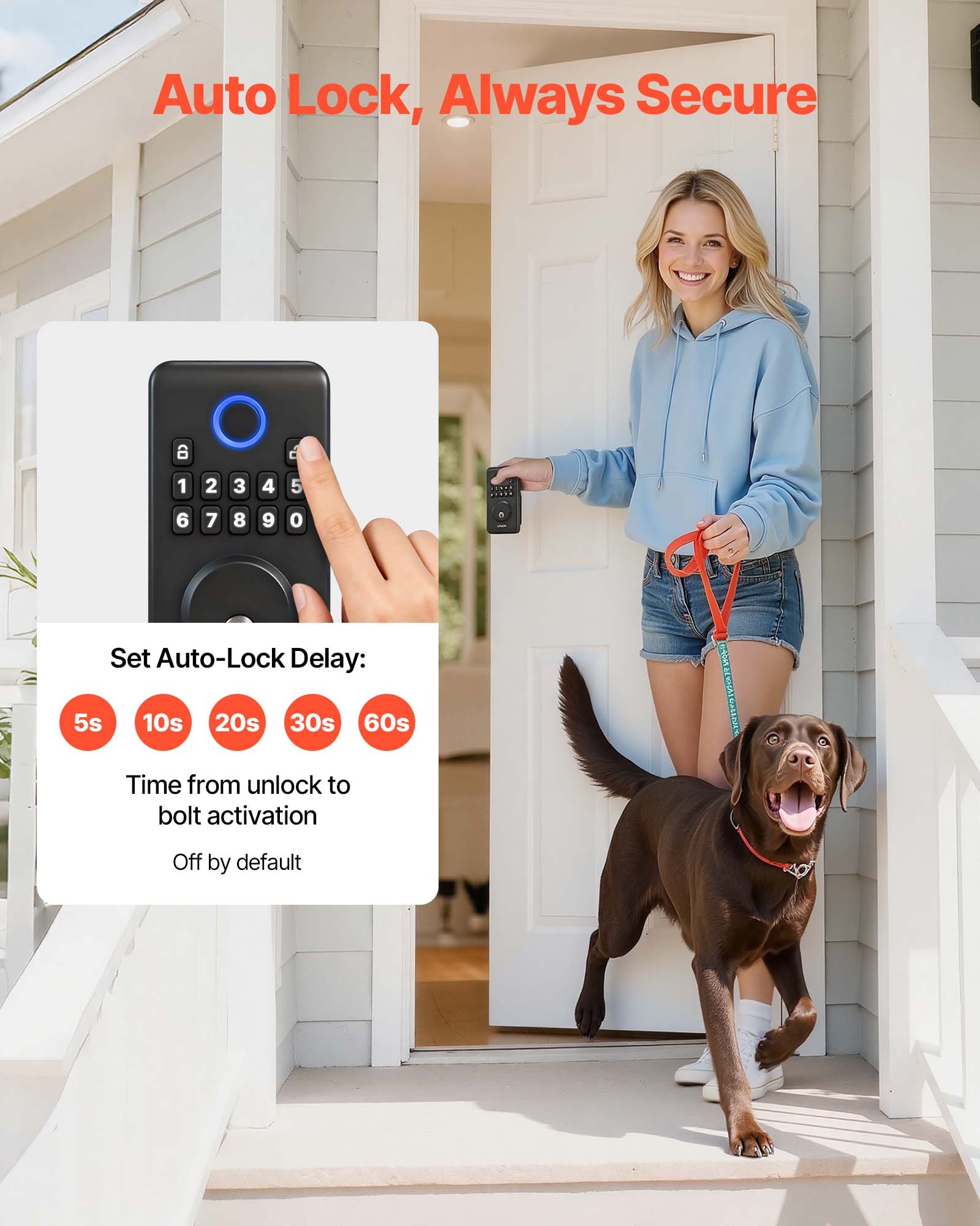 Keyless Entry Door Lock, Electronic Deadbolt With Customizable User Codes, Pioneering Easy-Grip Design, Keyed Entry, Auto Lock, Anti-Peeking Password, Backlit Keypad, For Home, Matte Black