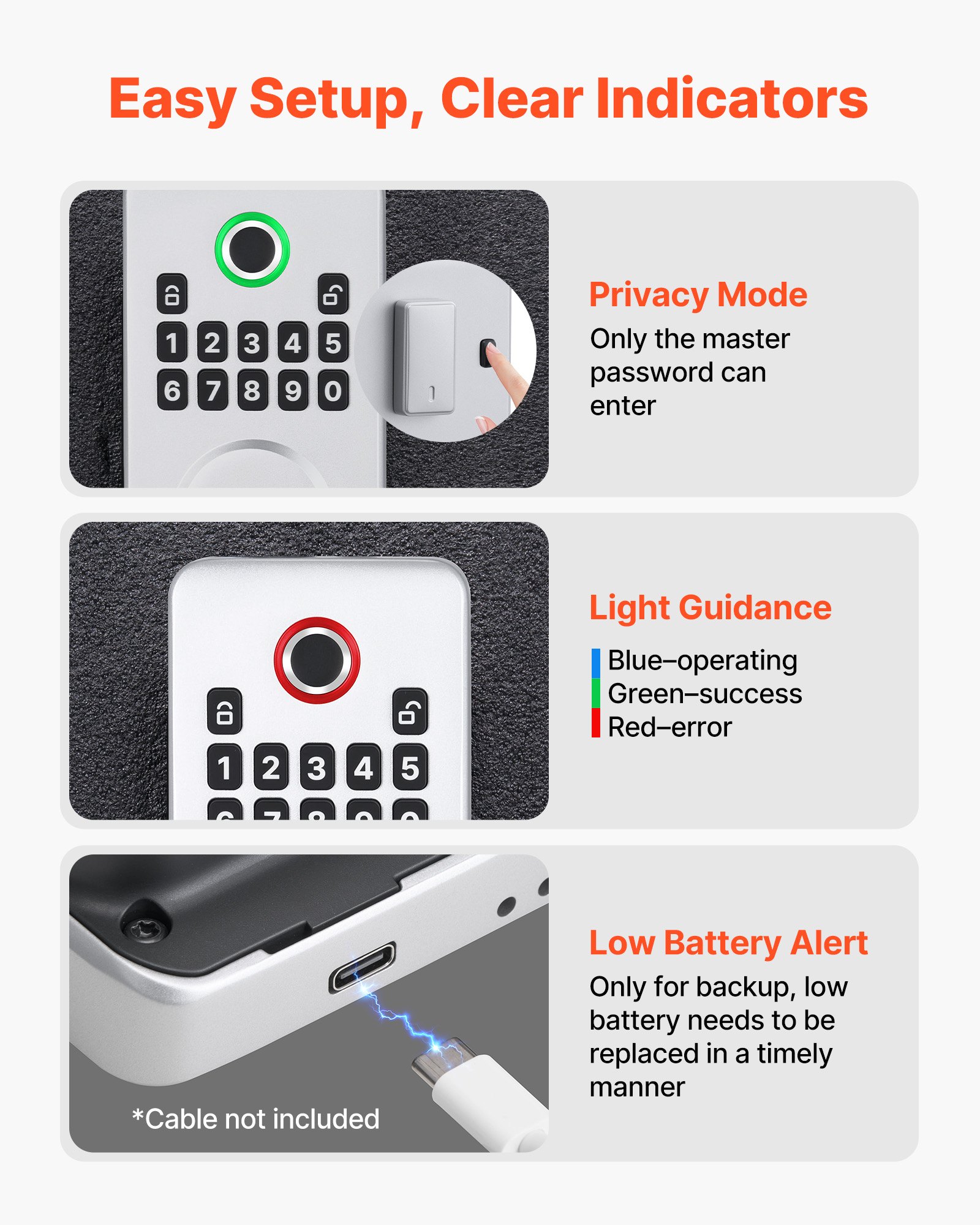 Fingerprint Door Lock, Electronic Biometric Deadbolt With Pioneering Easy-Grip Design, Auto Locking, One-Time Code, Anti-Peeking Password, Keyless Entry Door Lock For Home, Apartment, Silver - Image 1