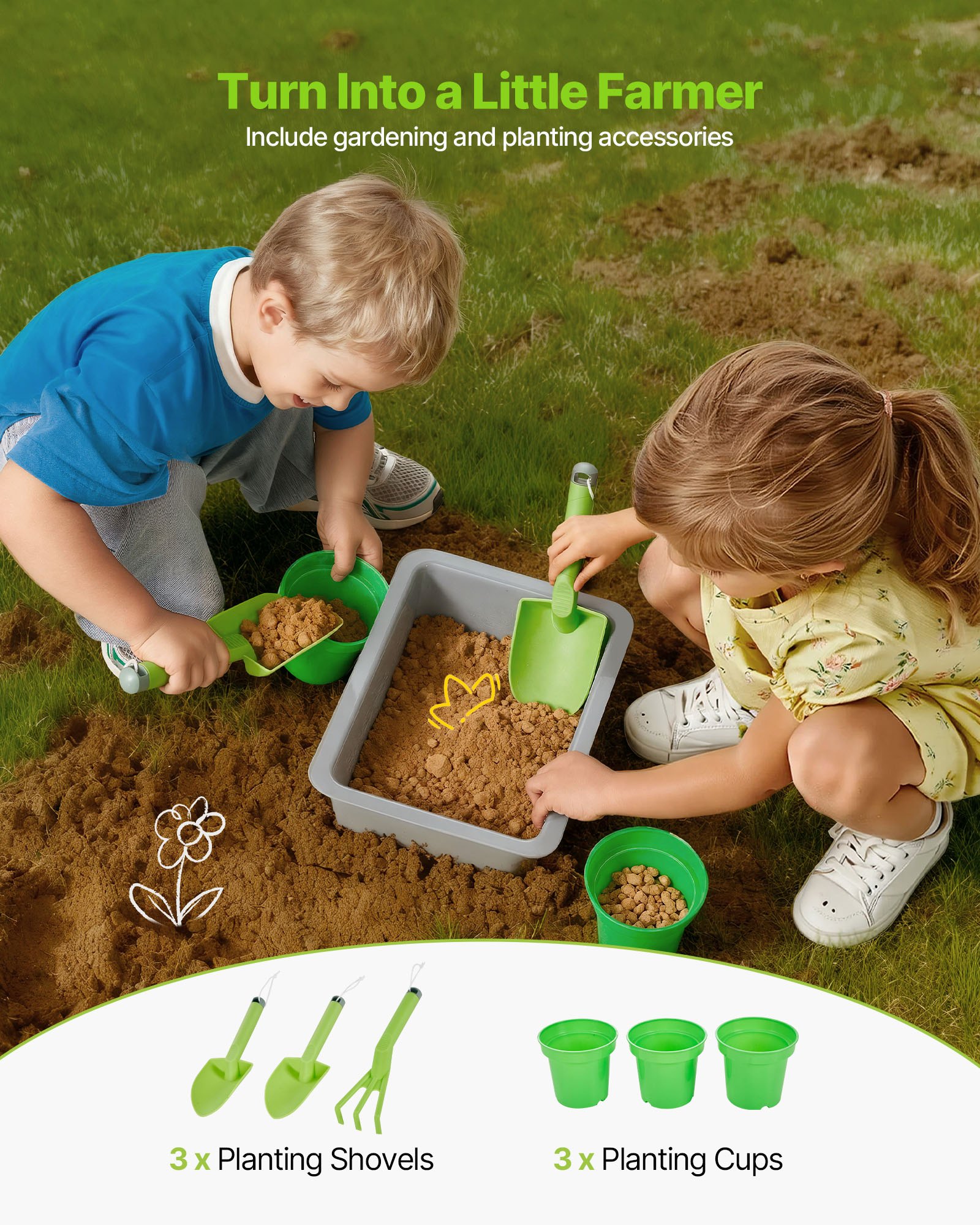 Mud Kitchen, Outdoor Mud Kitchen For Kids, Wood Outdoor Play Kitchens With Stoves, Hooks, Sinks, Planting Shovels, Spatulas, Handle, Cookware Pots And Accessories, Play With Water And Sand