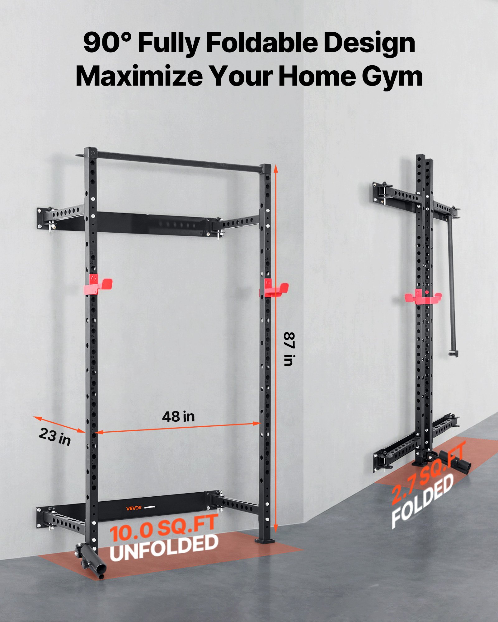Folding Power Cage β Wall-mounted Power Rack Squat Rack β photo 4