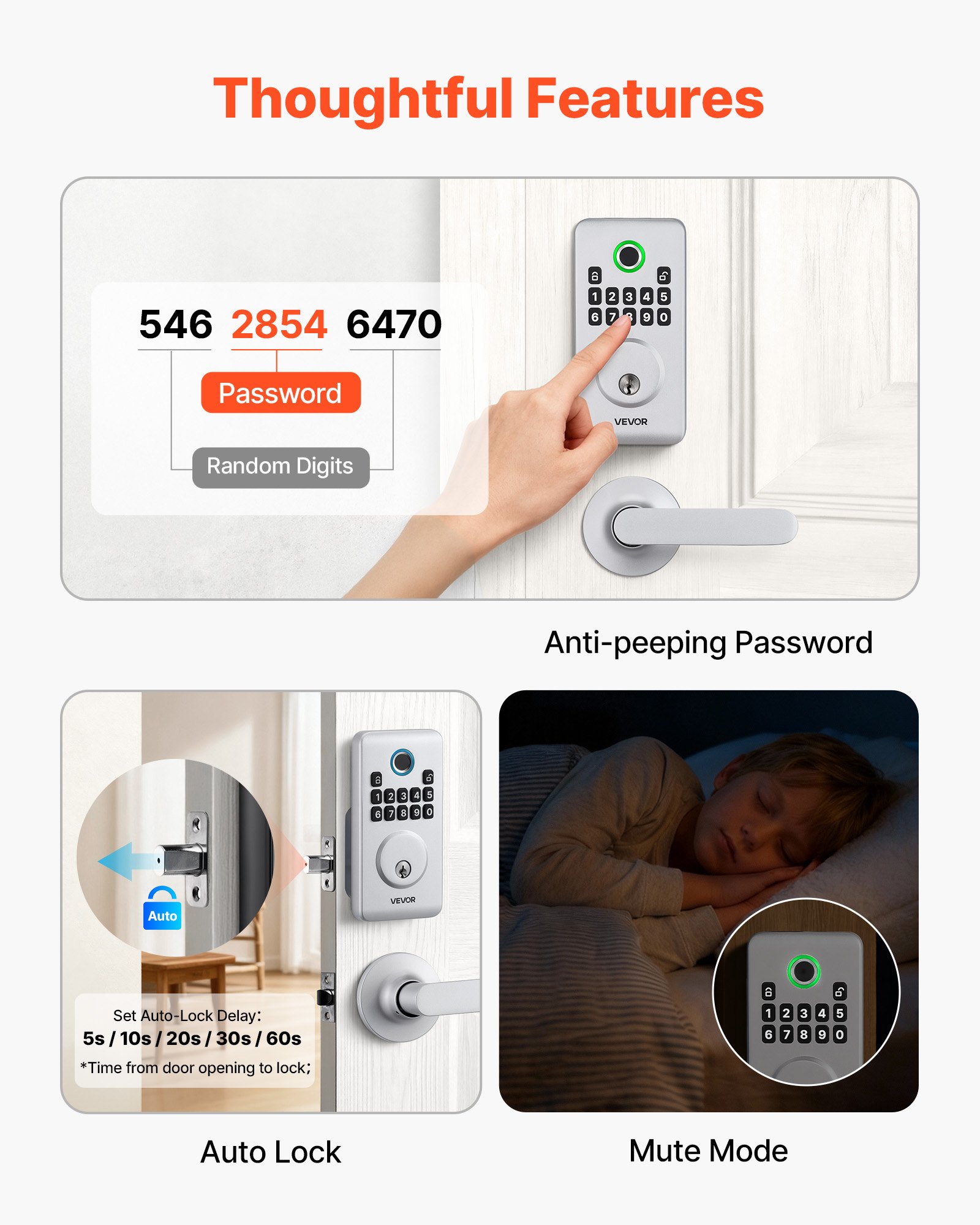 Fingerprint Door Lock Set, Electronic Biometric Deadbolt Keyless Entry Door Lock With Handle, Pioneering Easy-Grip… - 6