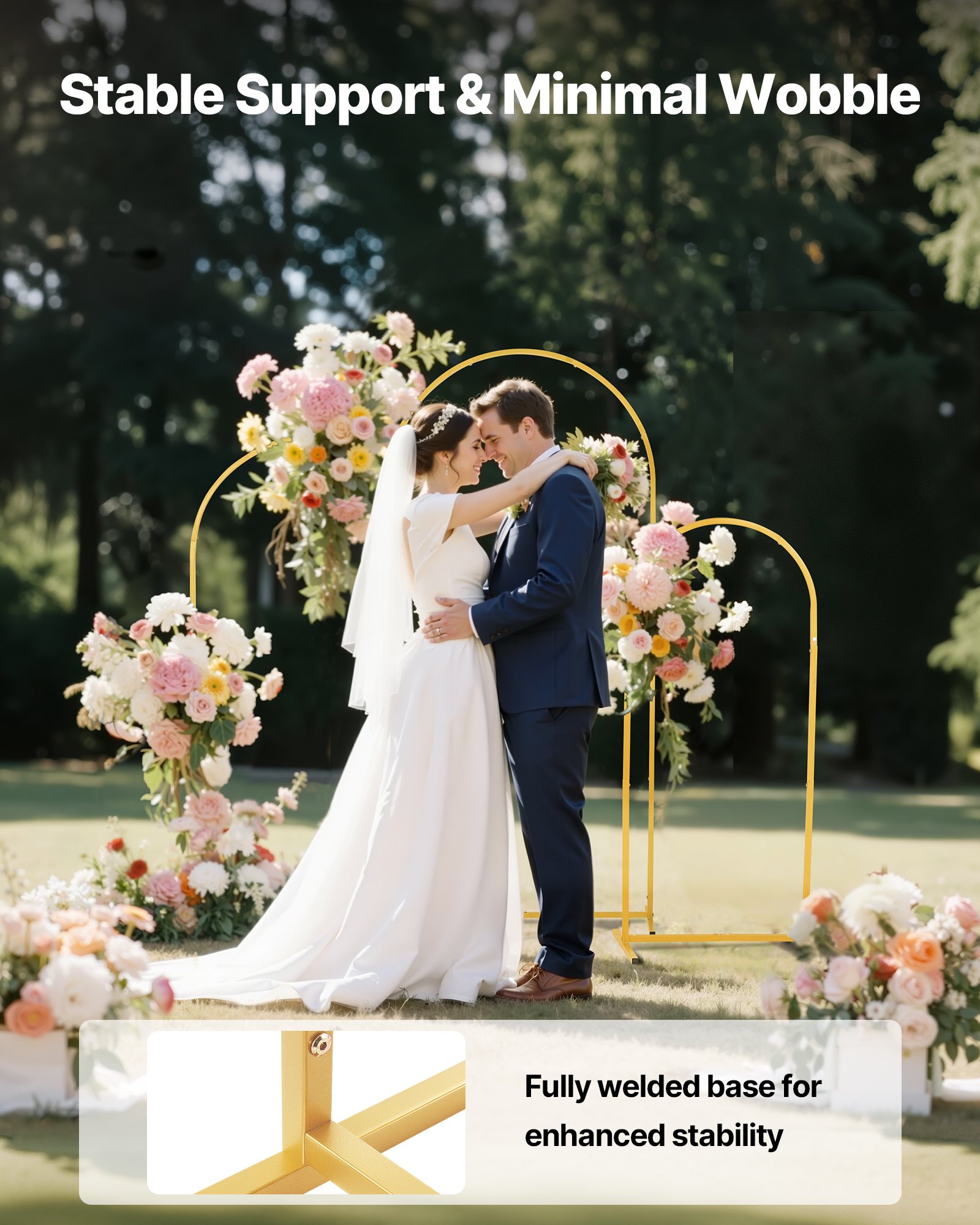 Arch Backdrop Stand, Set Of 3, 6/5/4 Ft, Stable Structure, Easy Assembly, Gold Metal Arch Backdrop Stand For Wedding, Birthday Party, Graduation, Holiday Celebration, And Ceremony Decoration