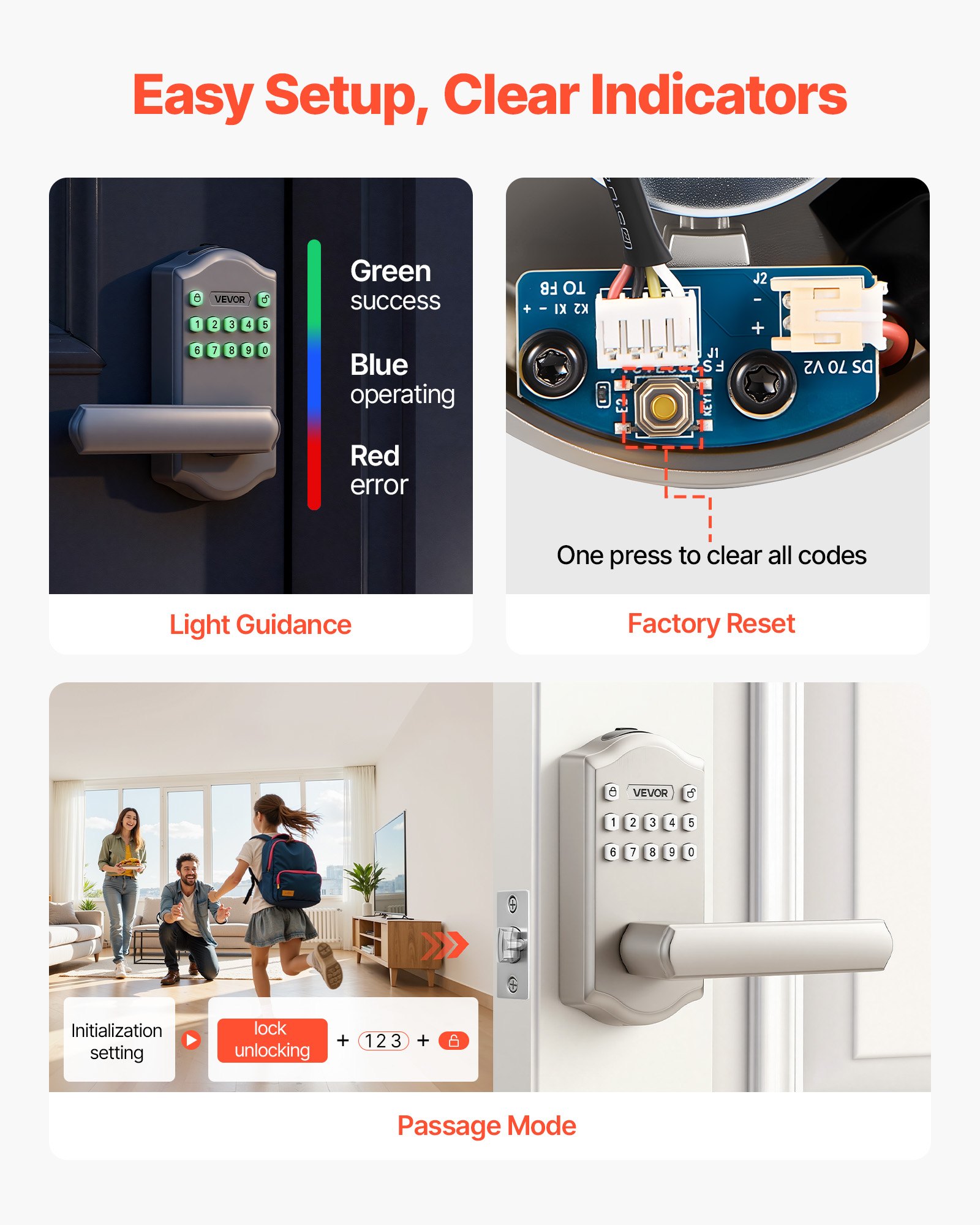 Keyless Entry Door Lock With Handle, Electronic Lever Door Handle With Keypad, Customizable User Codes, Keyed Entry, Auto Lock, Anti-Peeking Password, Backlit Keypad, For Home, Satin Nickel