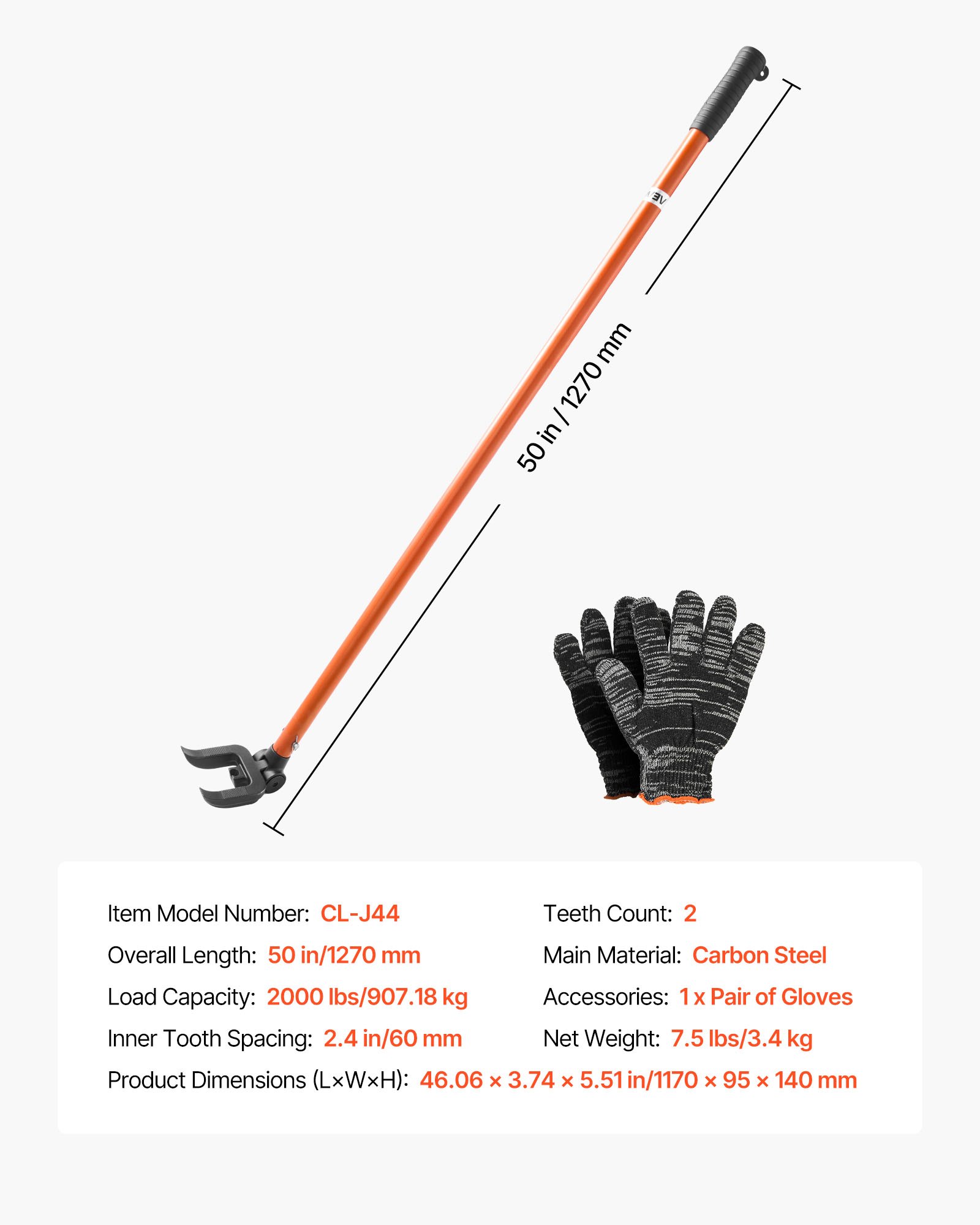 Pallet Buster Tool, 44 Inch Carbon Steel Handle Wrecking Pry Bar, 2000 Lbs Weight Capacity, Heavy Duty Deck Board Removal Tool, Breaker Bar For Flooring, Framing, Roofing, Trim, Drywall