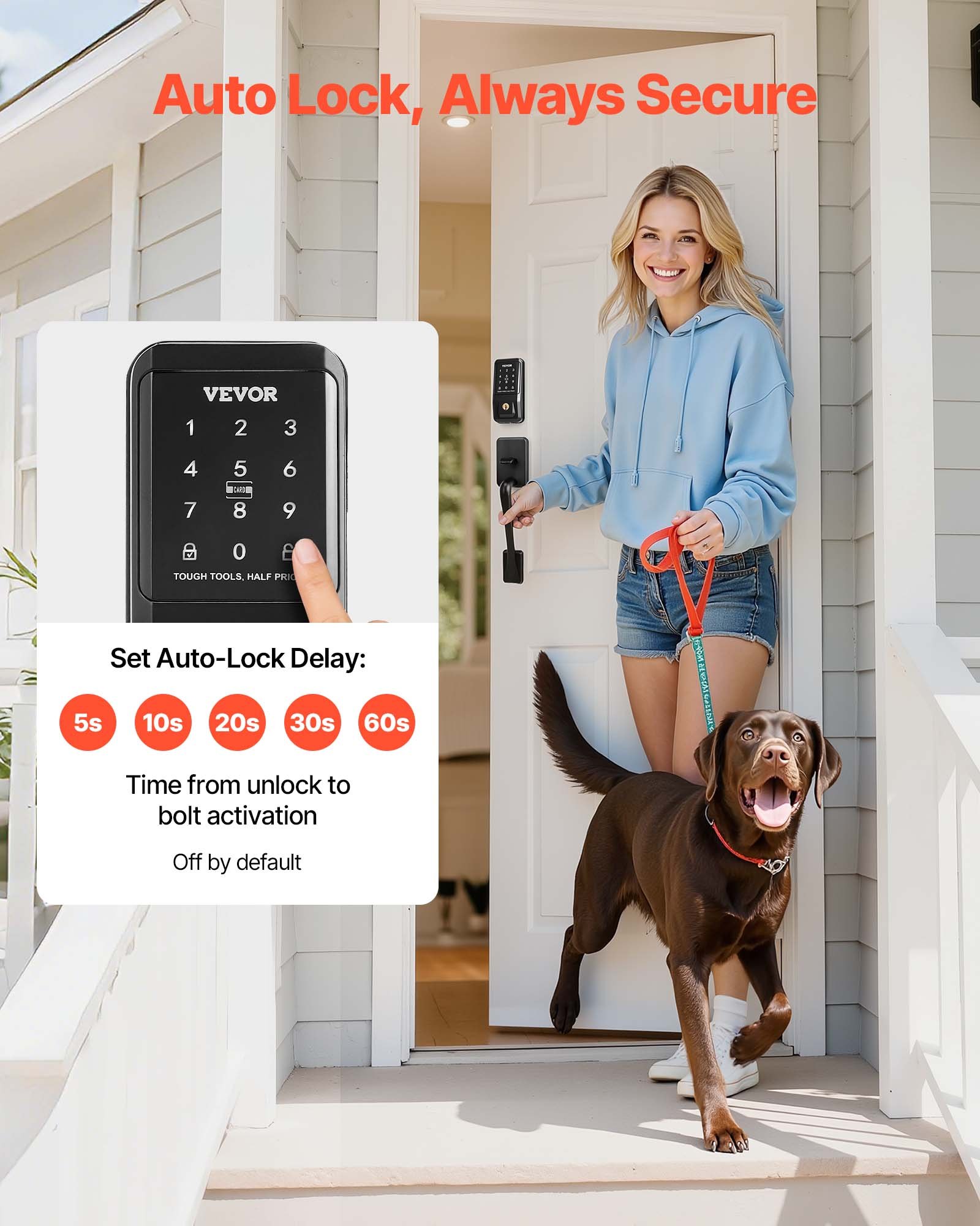 Keyless Entry Door Lock With Handle Set, Touchpad Electronic Deadbolt With IC Card, Customizable User Codes, Keyed Entry, Auto Lock, Anti-Peeking Password, Backlit, For Home, Matte Black