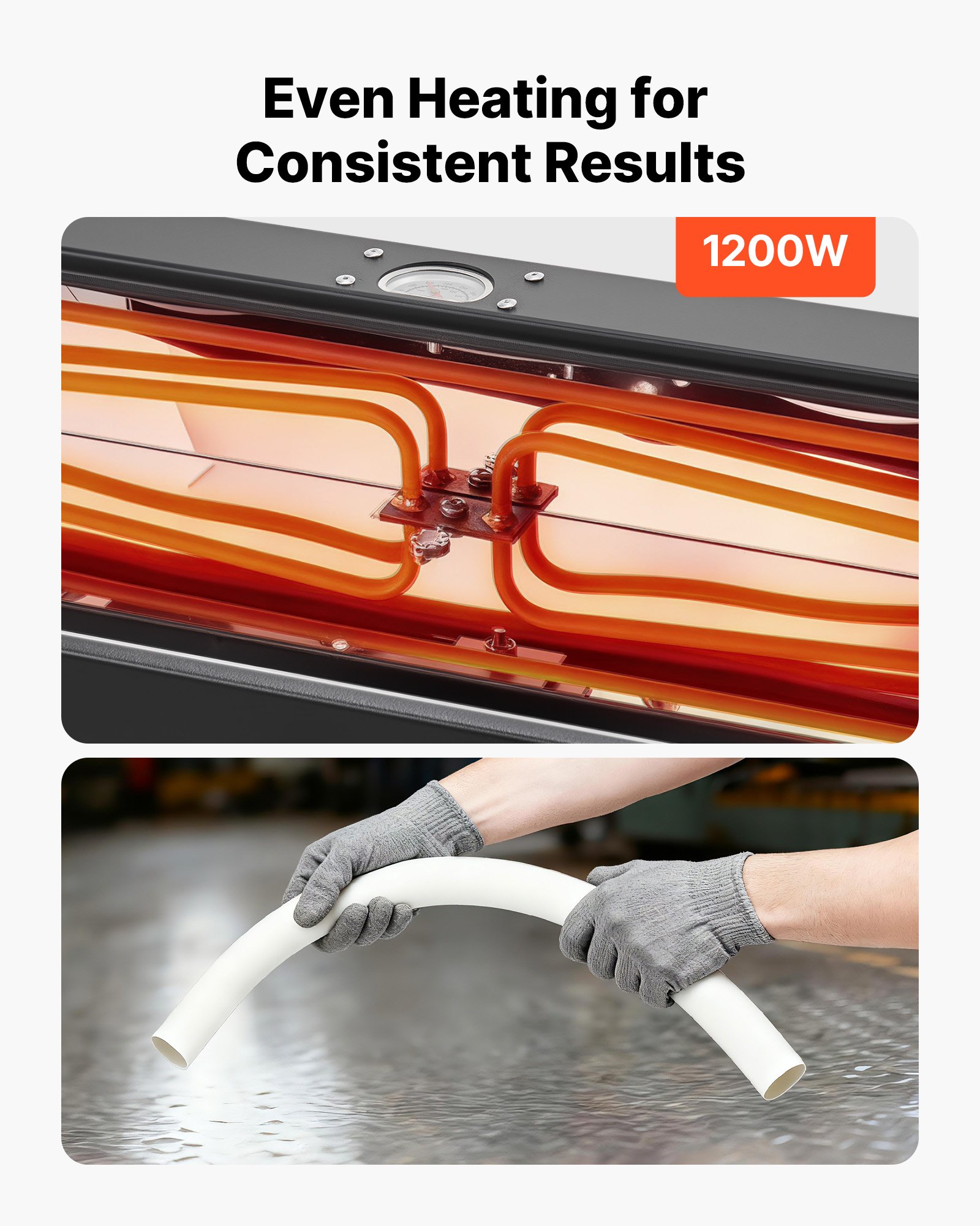 Electric PVC Conduit Heater, 1/2" To 2", 1200W Rapid And Even Heating, PVC Bender Heater Pipe Bending Tool With Carrying Handle, Easy To Use, For Construction Crews, DIY Enthusiasts, Workshop