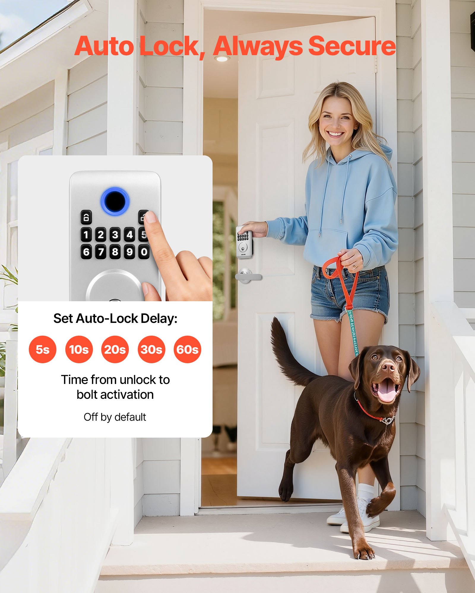 Keyless Entry Door Lock With Handle Set, Electronic Keypad Deadbolt With Lever Handles, Pioneering Easy-Grip Design, Customizable User Codes, Keyed Entry, Auto Lock, Anti-Peeking, Silver