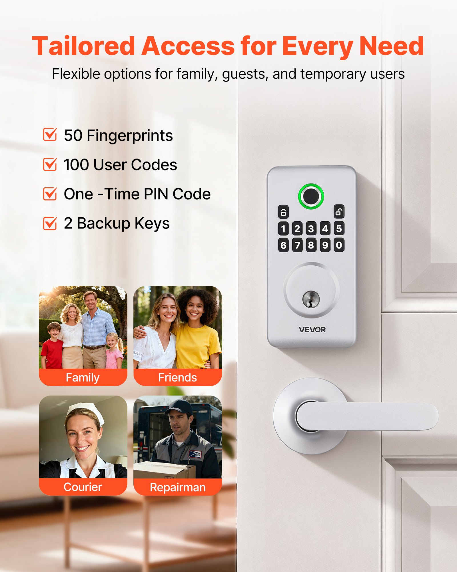 Fingerprint Door Lock Set, Electronic Biometric Deadbolt Keyless Entry Door Lock With Handle, Pioneering Easy-Grip… - 3